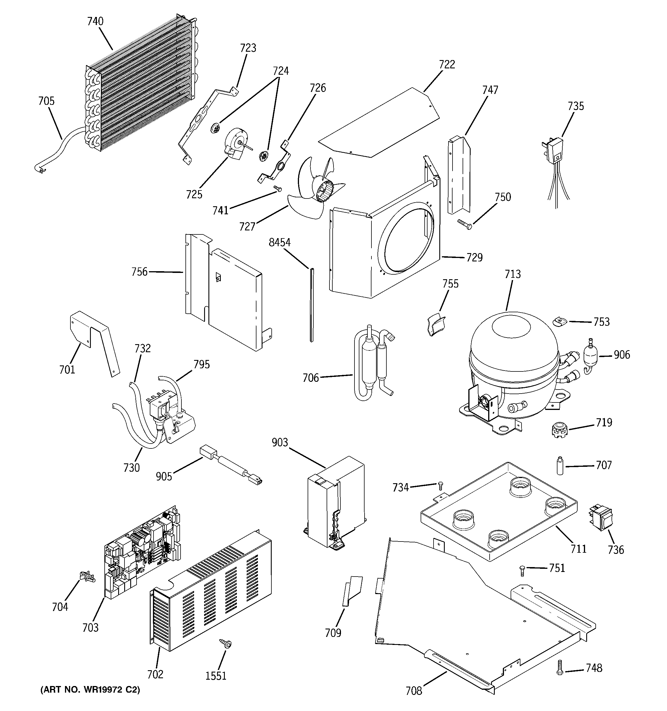 GE ZISW480DRH sealed system & mother board diagram