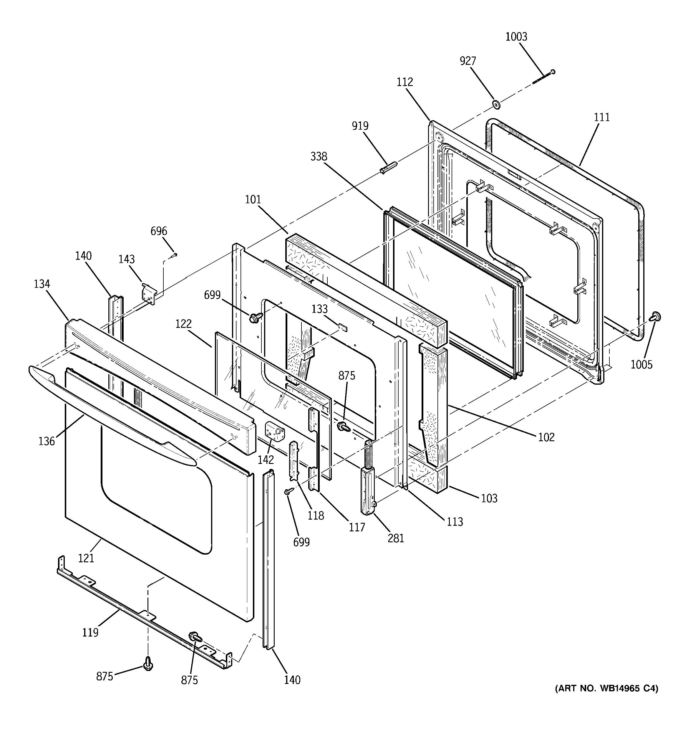 GE JB670SP3SS door diagram