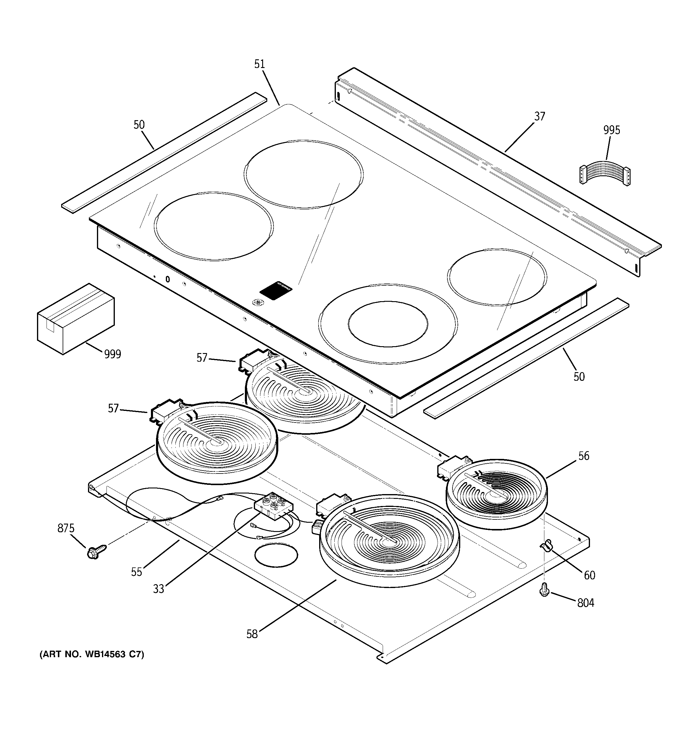 GE JSP42DN4WW cooktop diagram