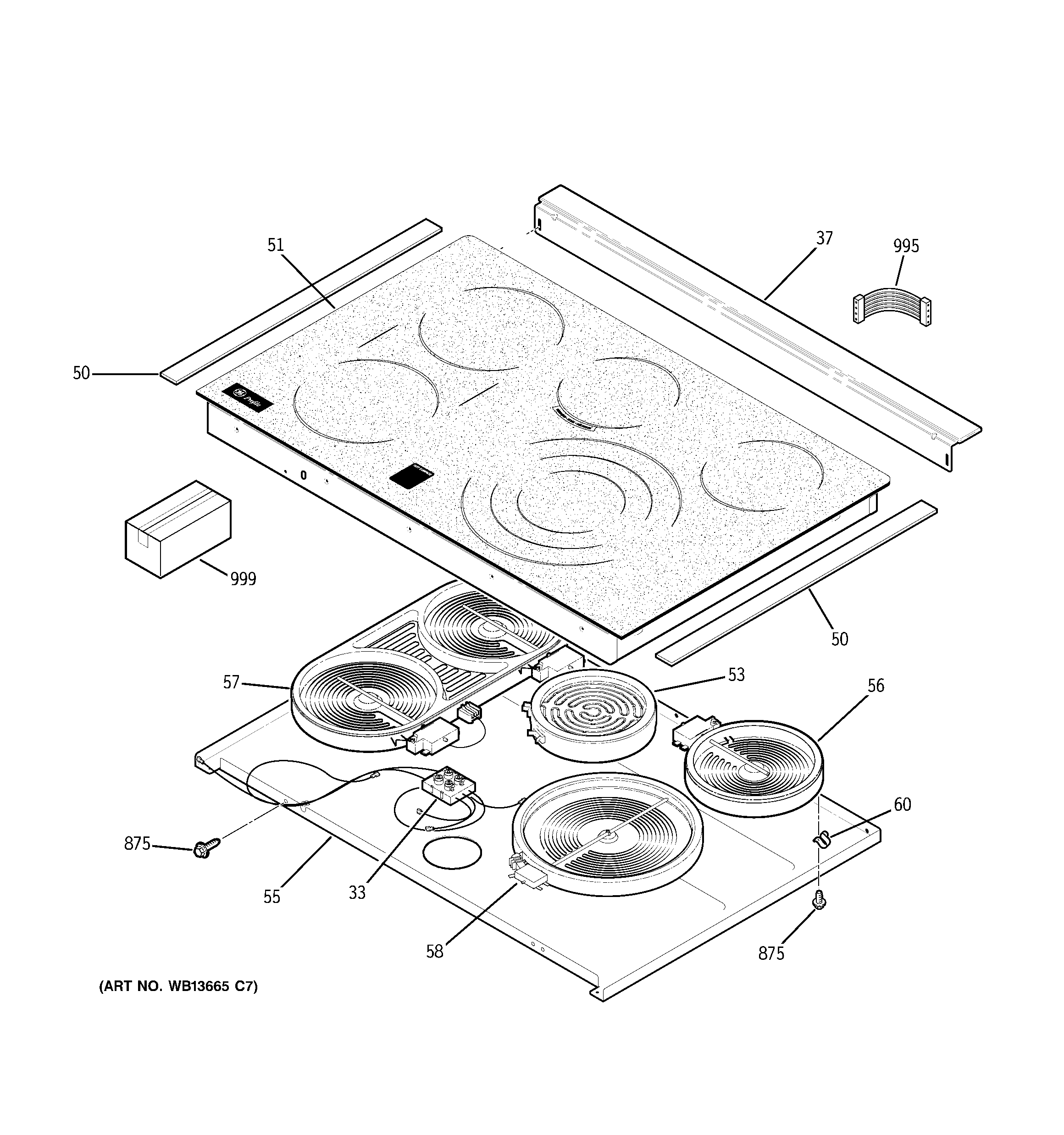 GE JSP46DP3BB cooktop diagram