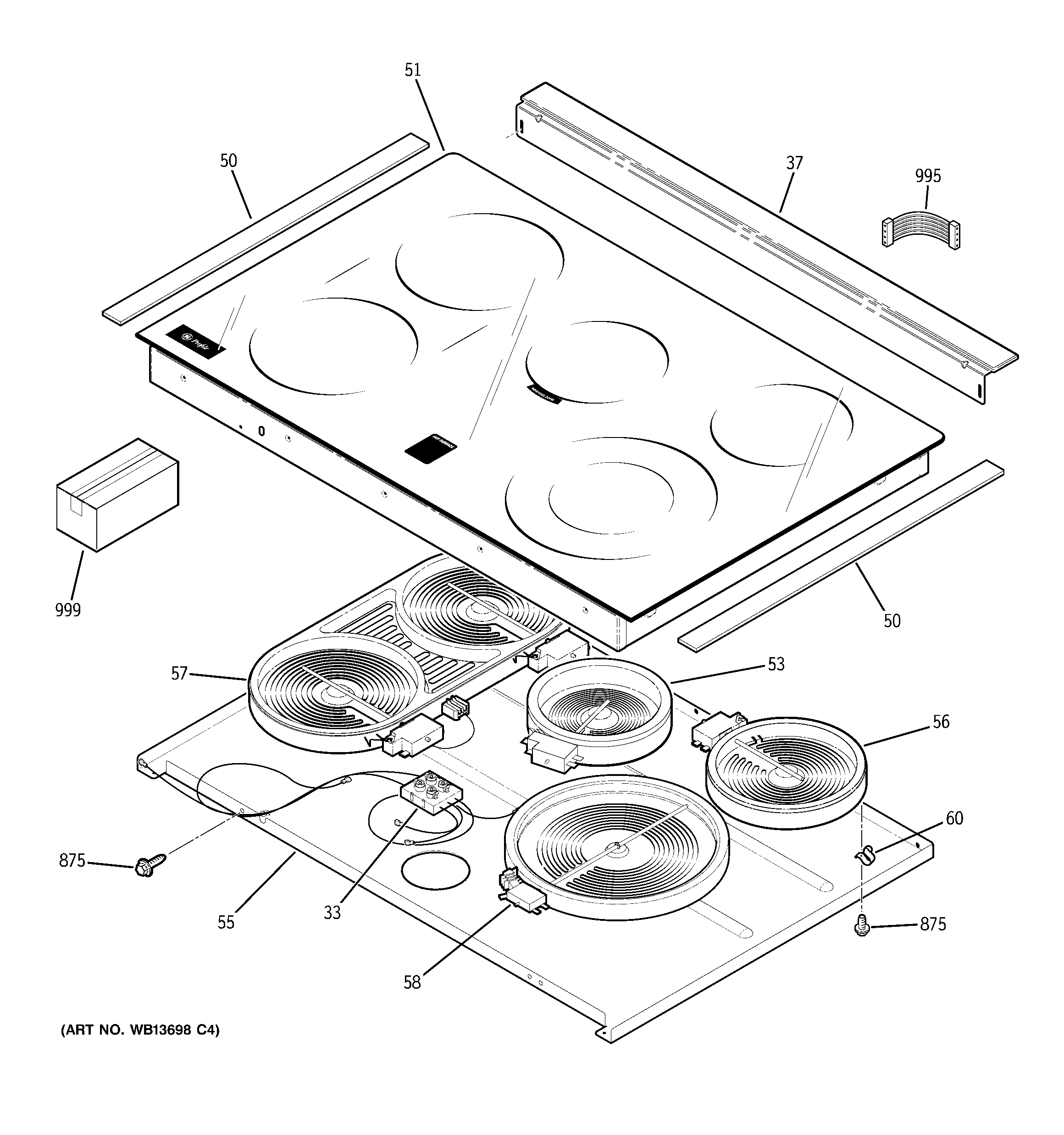 GE PD968SP3SS cooktop diagram