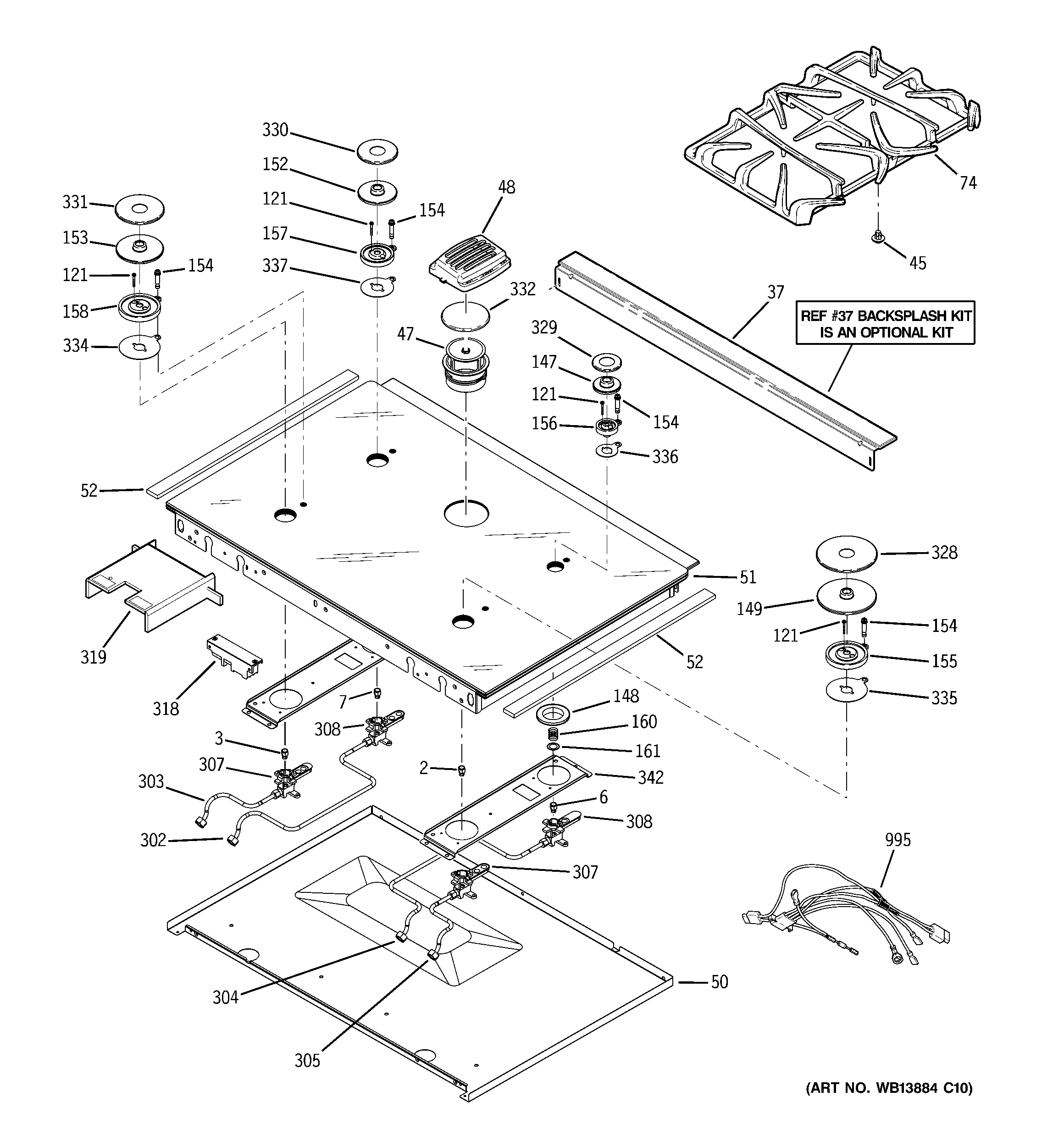 GE PGS968SEP3SS cooktop diagram