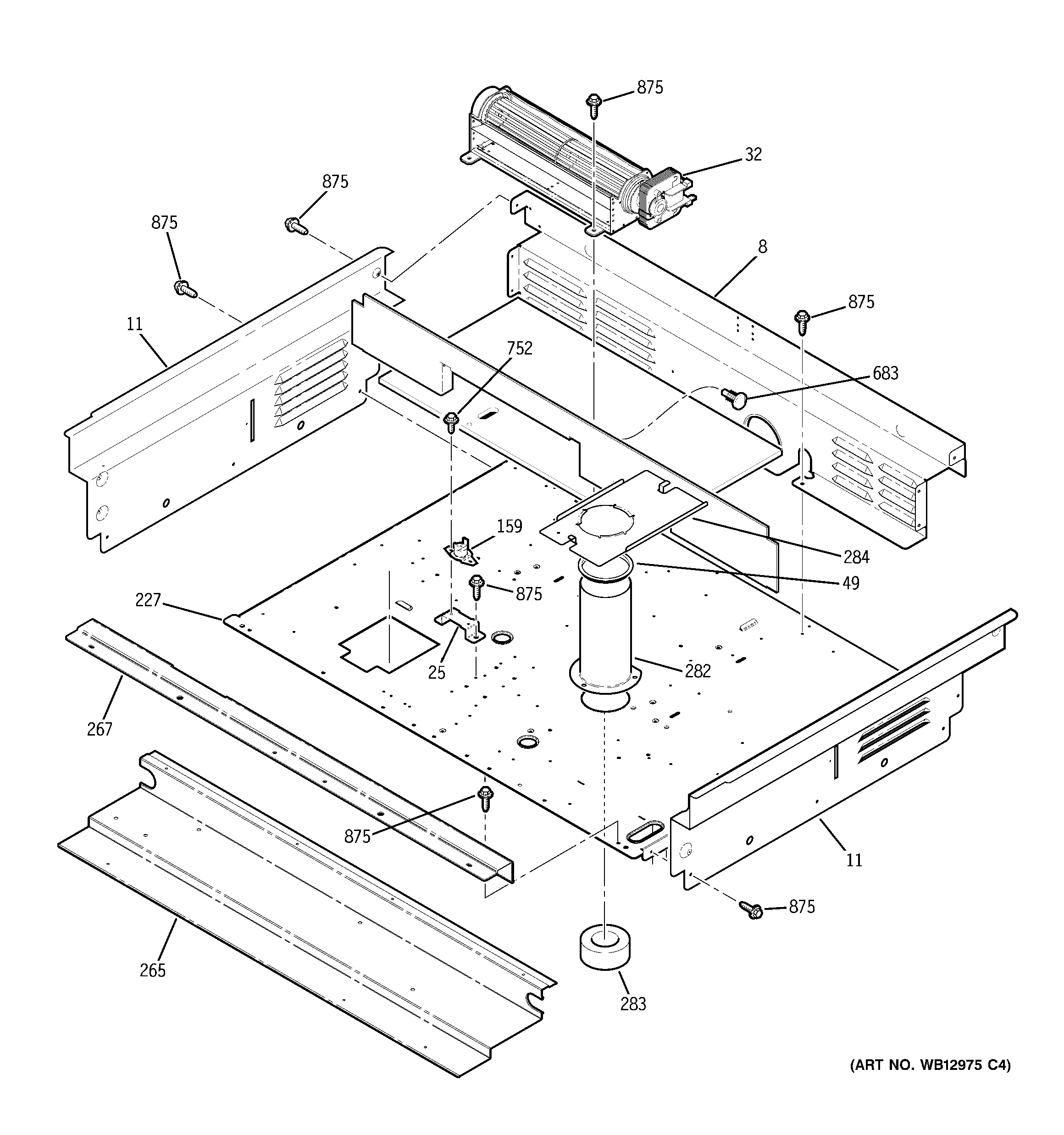 GE PGS968SEP3SS cooling fan diagram
