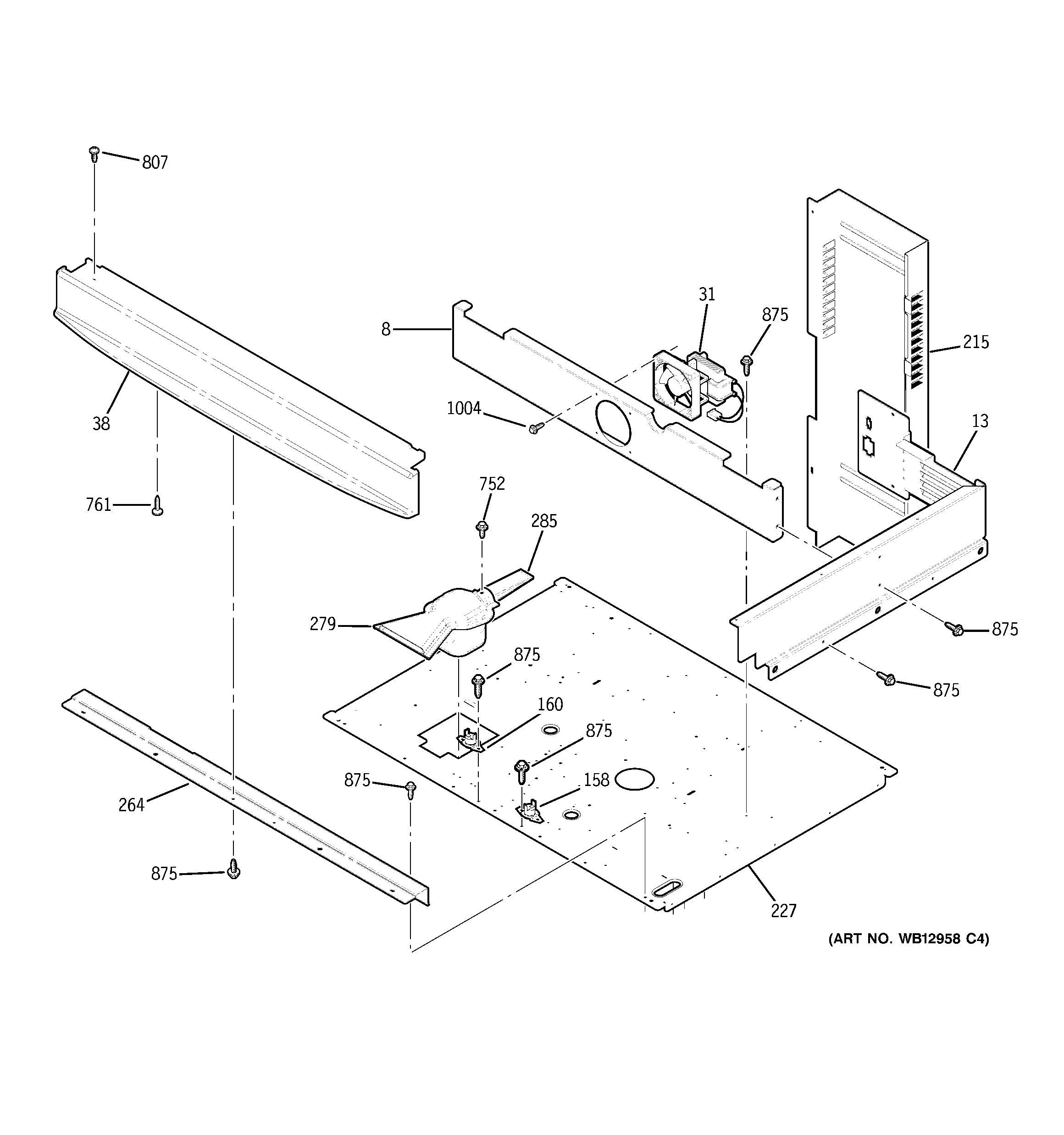 GE ZET3058BH5BB center spacer diagram