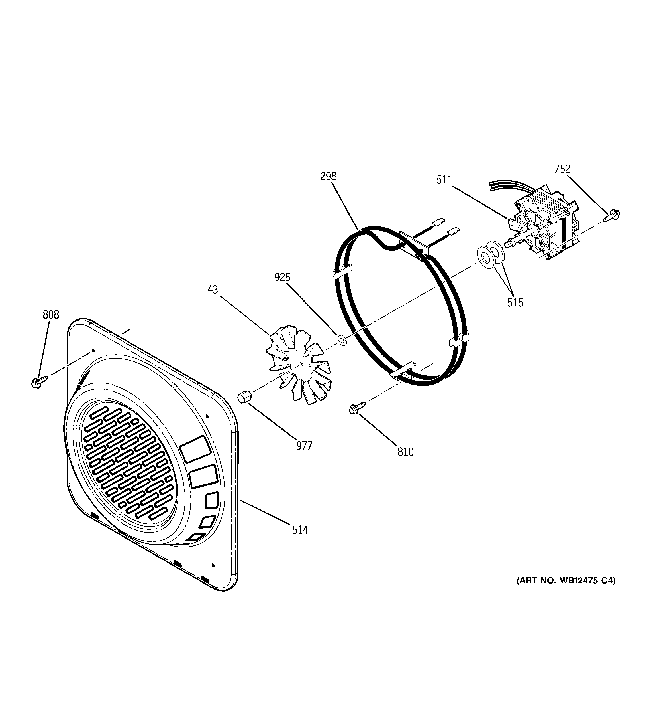 GE ZET3058SH5SS lower oven convection fan diagram