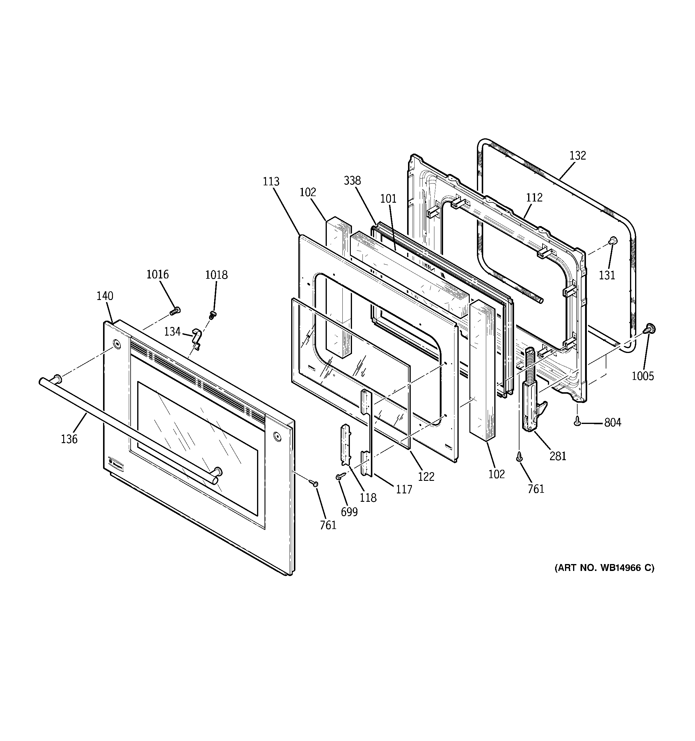 GE ZET3058SH5SS lower oven door diagram