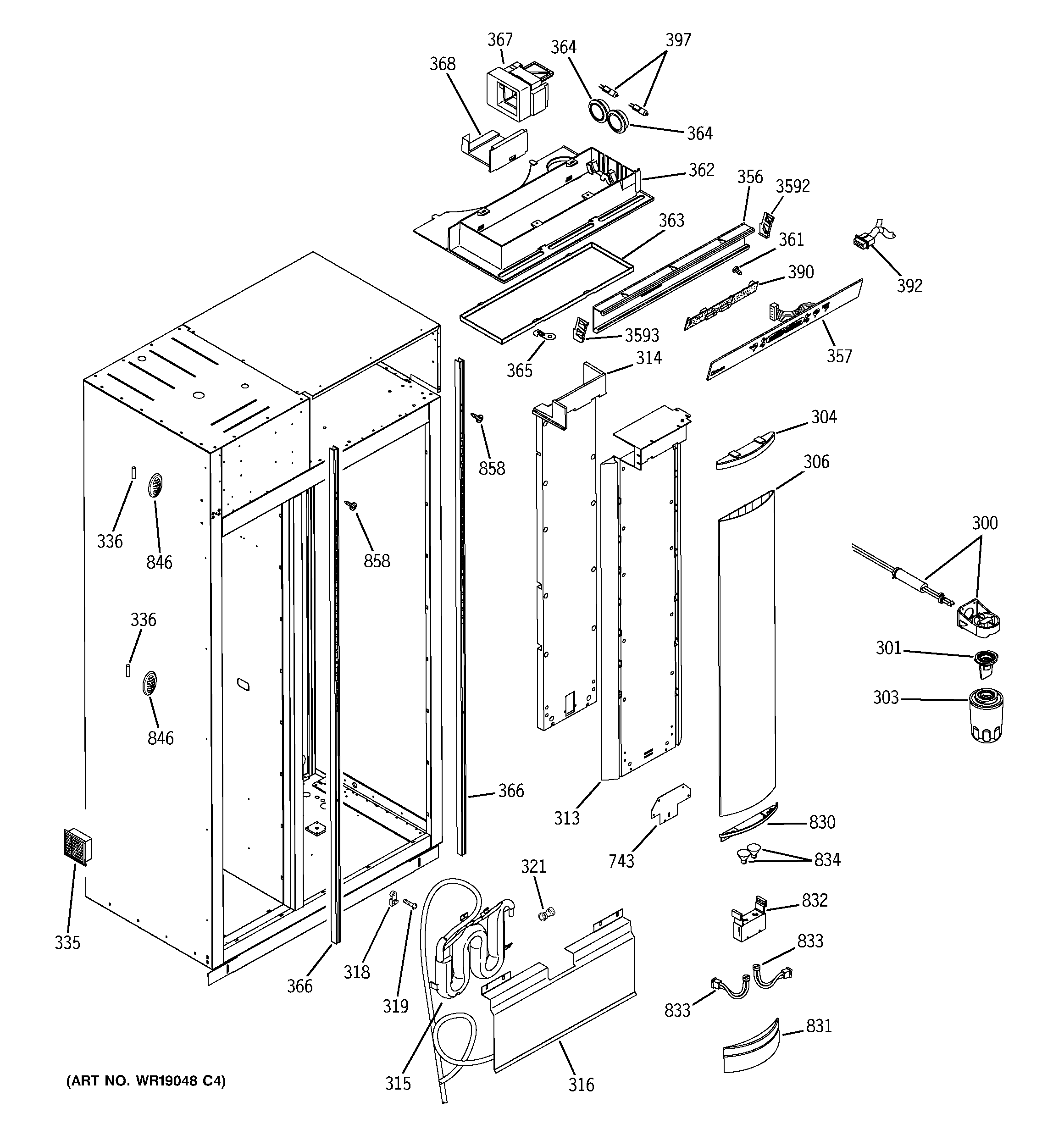 GE ZISB420DMD fresh food section diagram