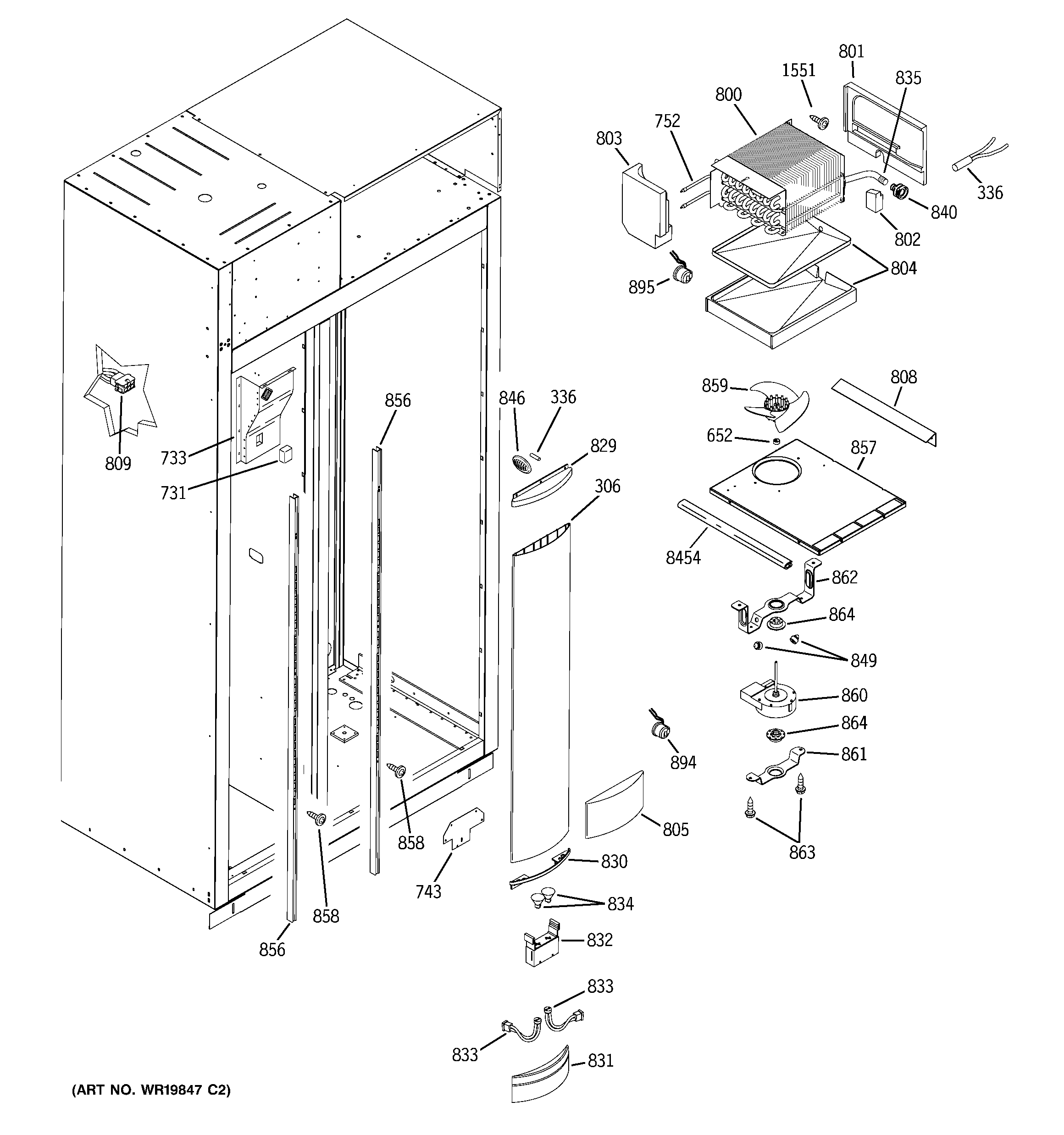 GE ZSGB420DMD freezer section diagram