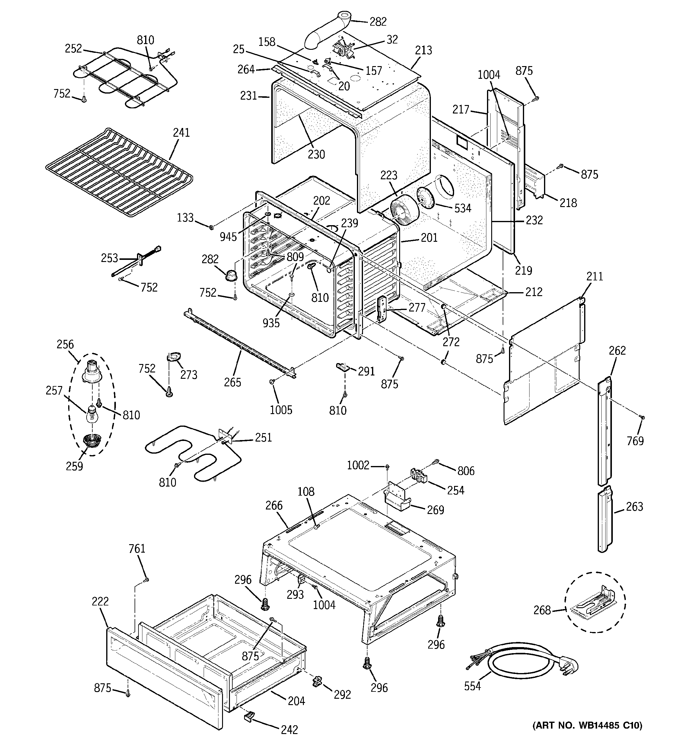 GE JCSP38DN4WW body parts diagram