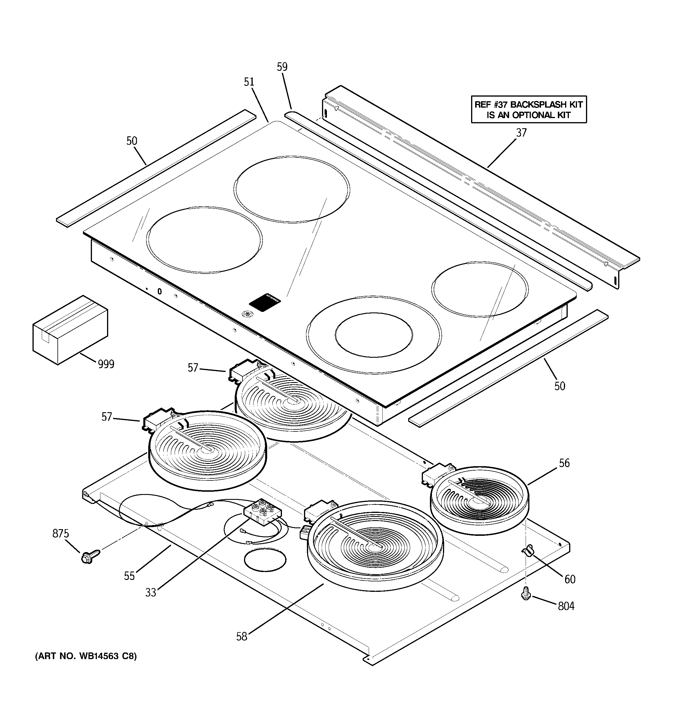 GE JCSP42SN3SS cooktop diagram
