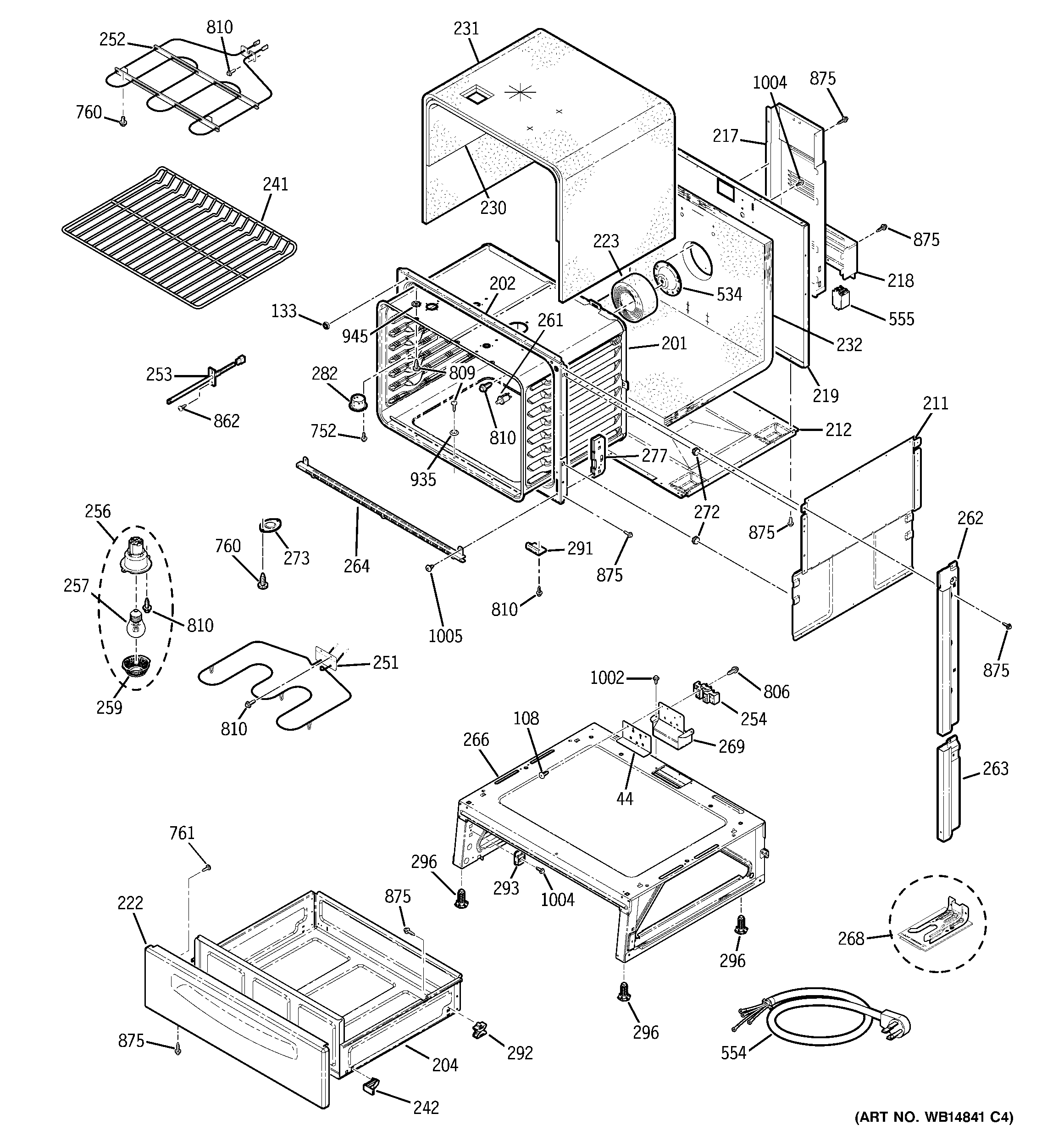 GE PCS905DP2BB body parts diagram