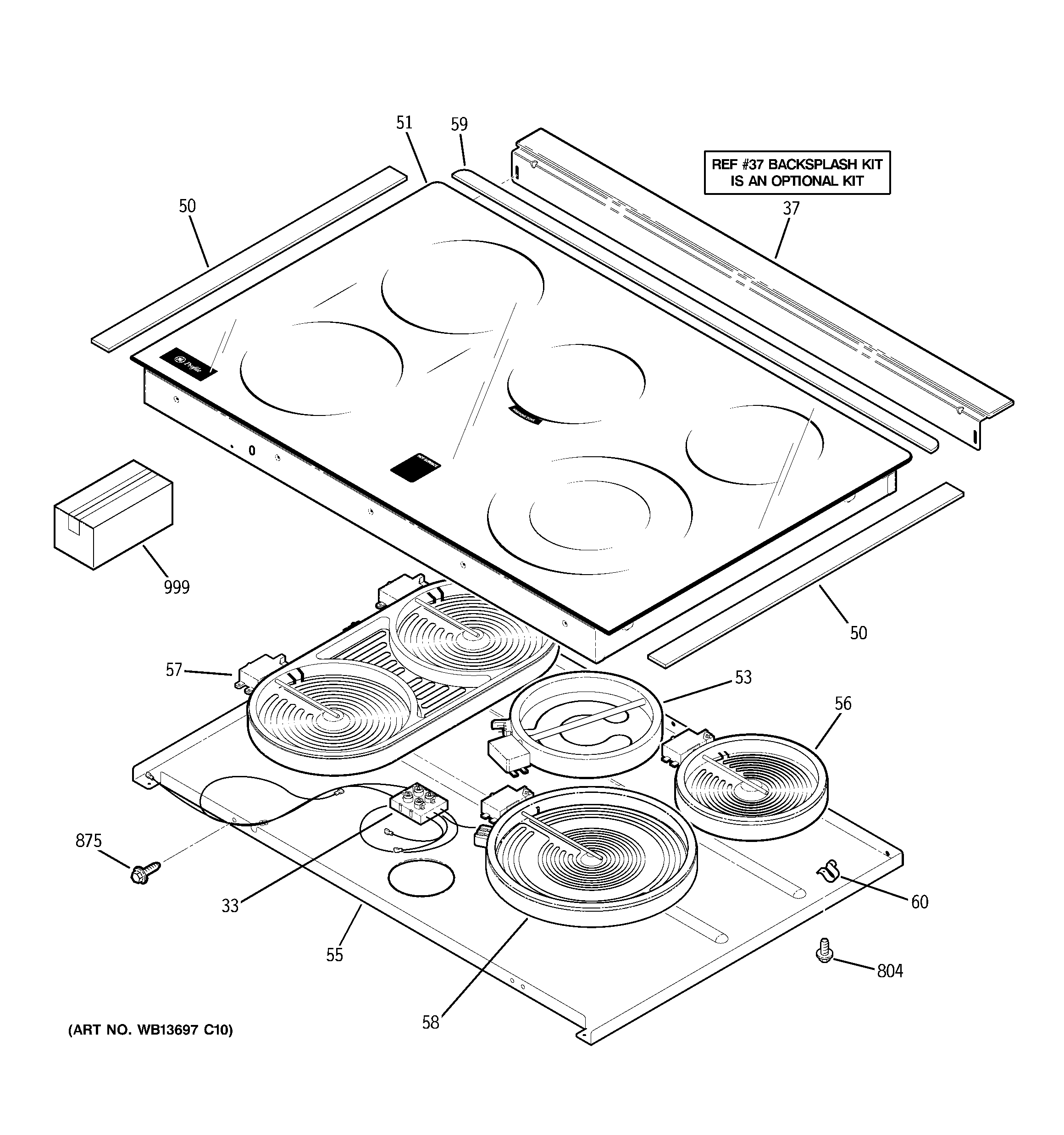 GE PCS905SP2SS cooktop diagram
