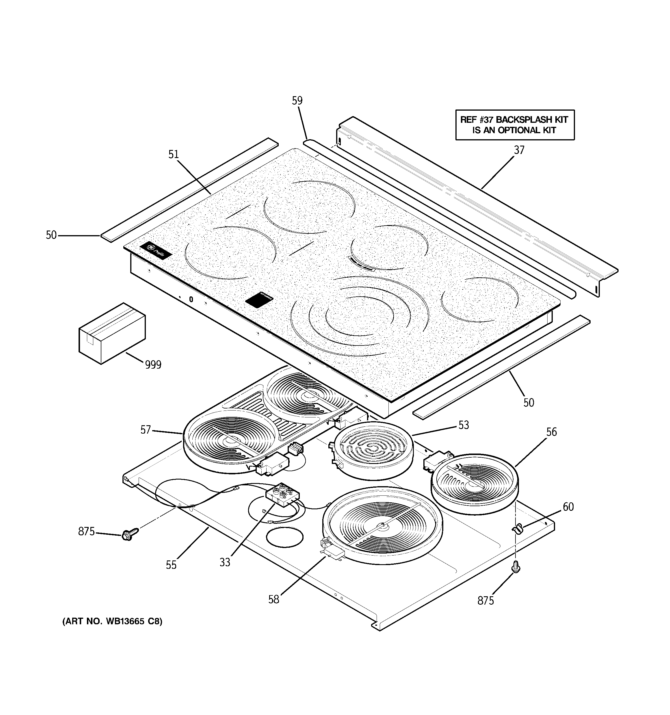 GE PCS968DP2BB cooktop diagram