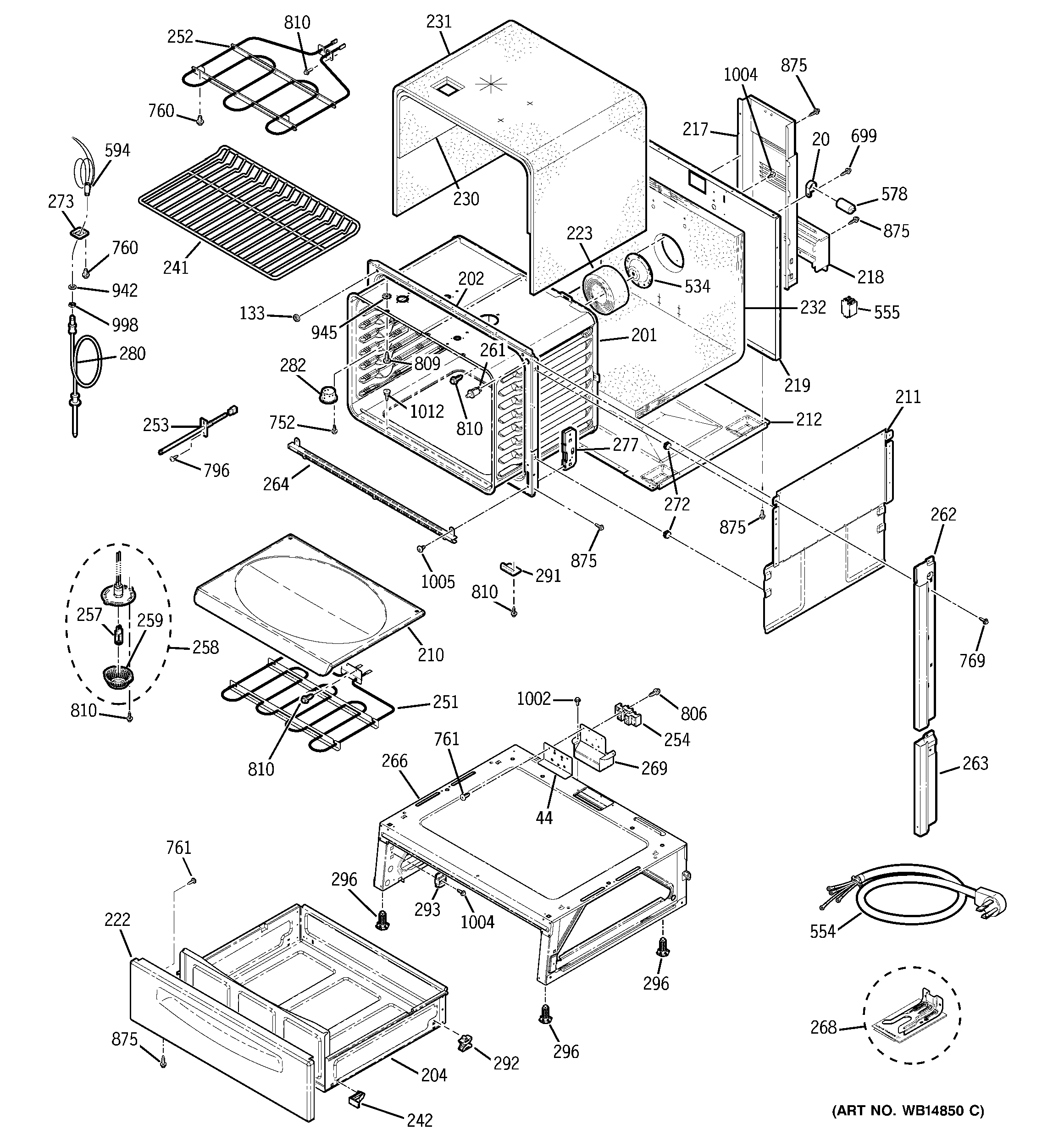GE PCS968DP2BB body parts diagram