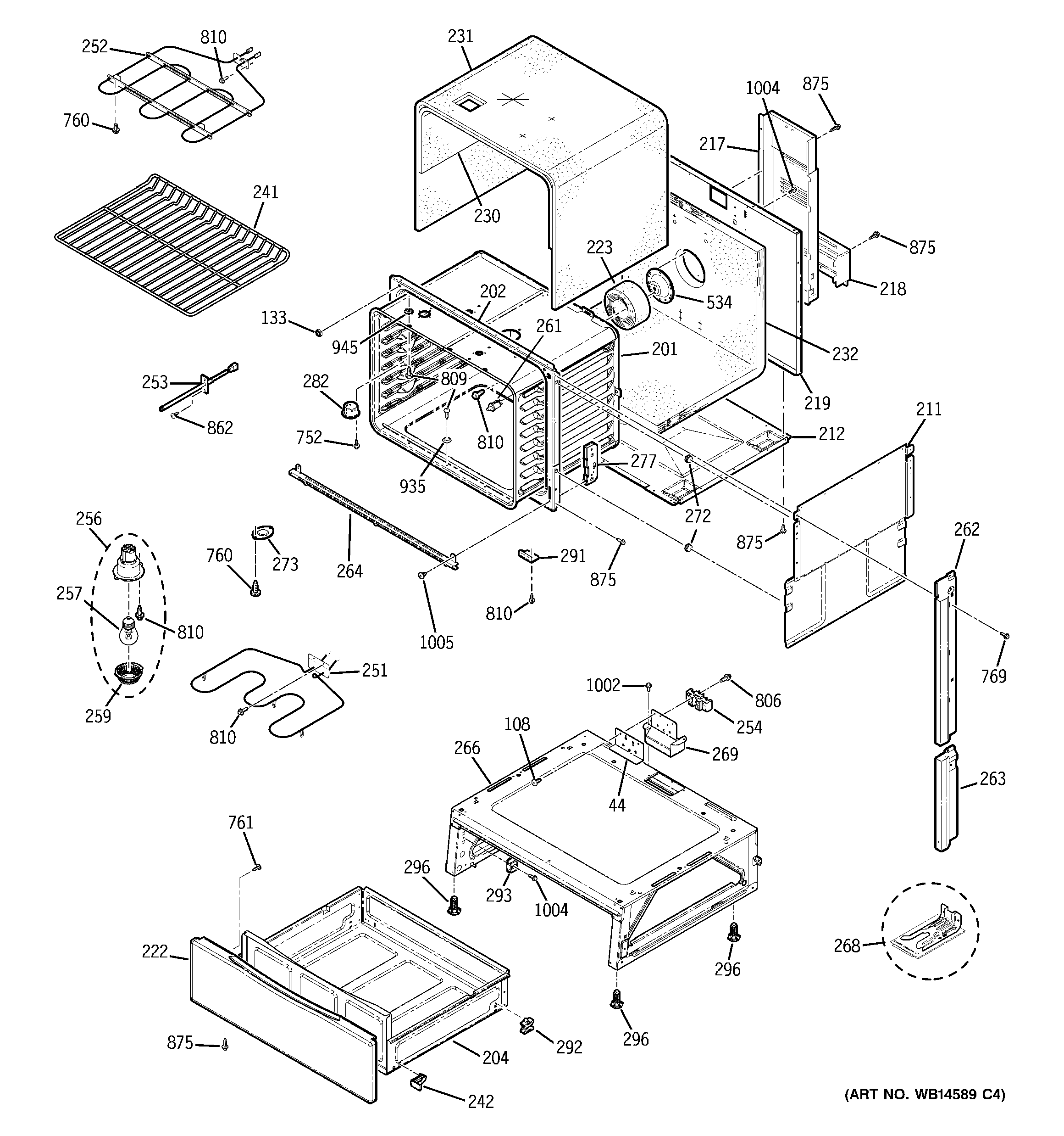 GE PS905SP2SS body parts diagram