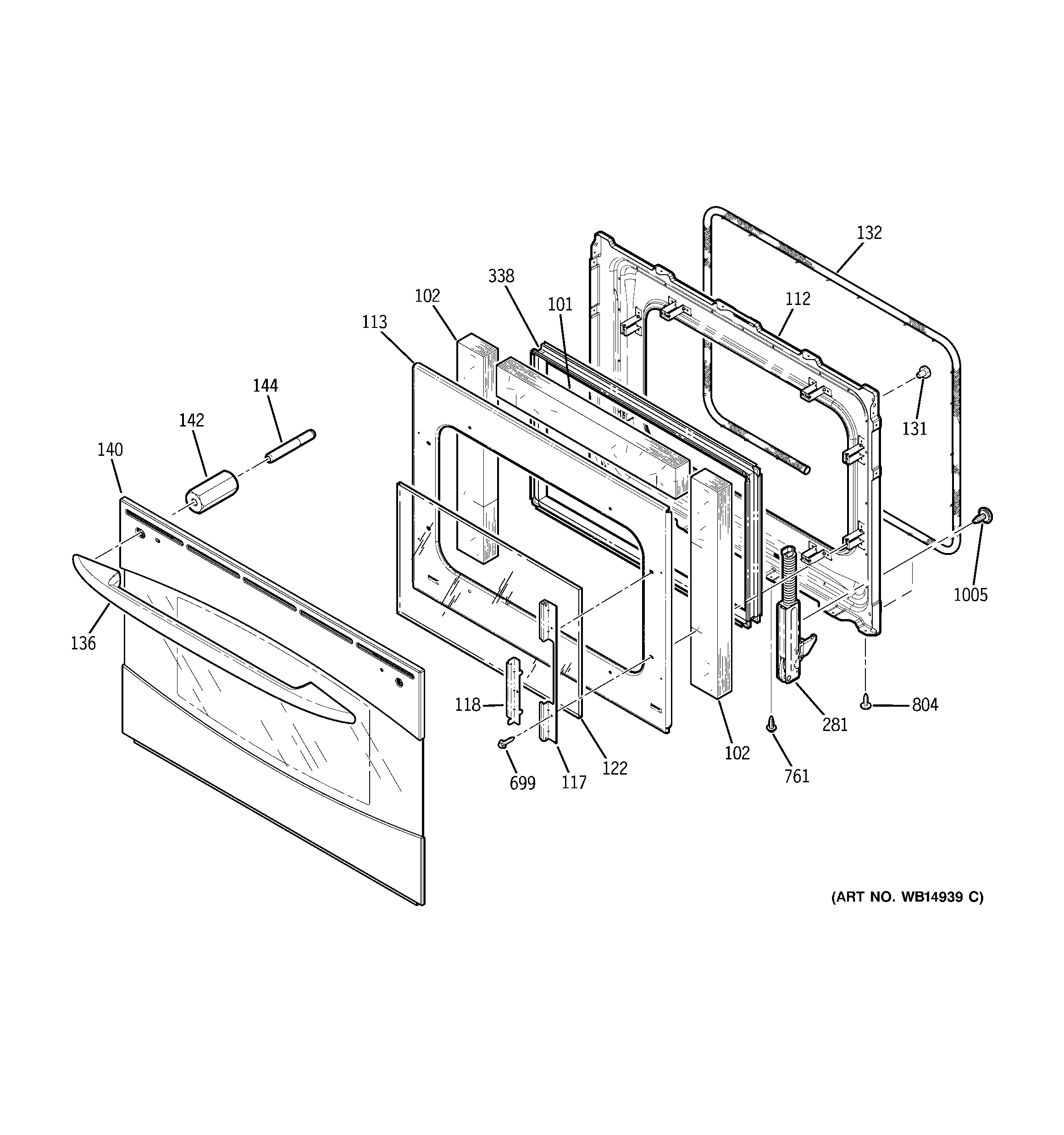 GE PS905SP2SS door diagram