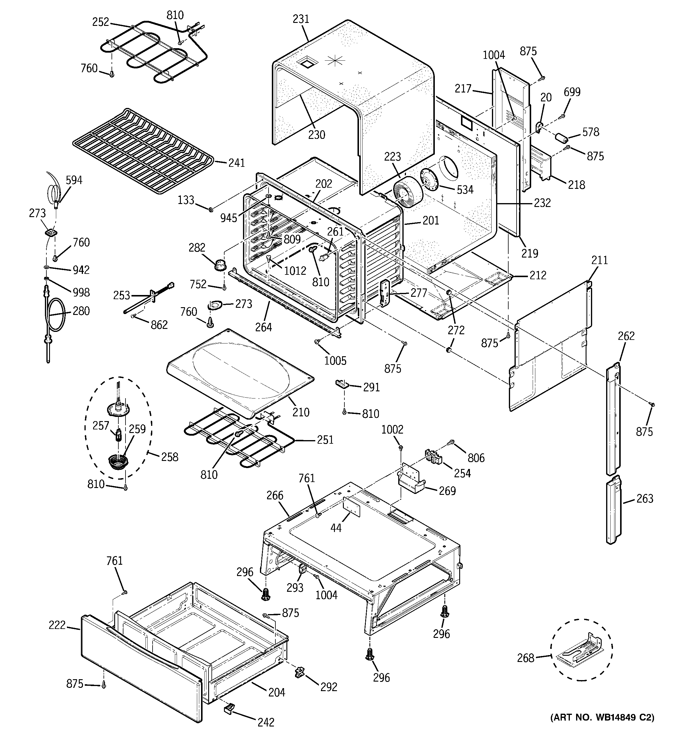 GE PS968TP2CC body parts diagram