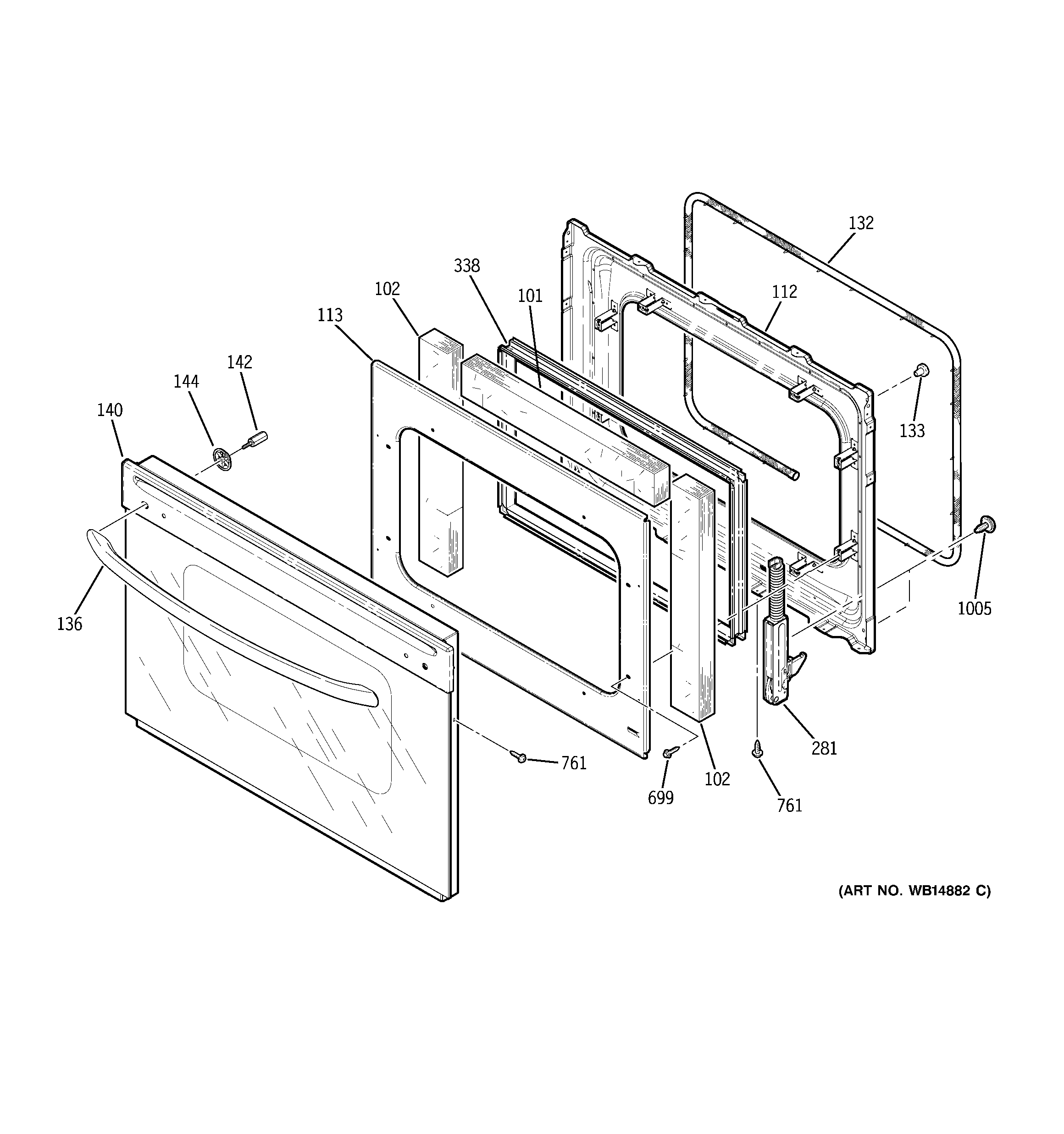 GE JCTP30DP2BB door diagram