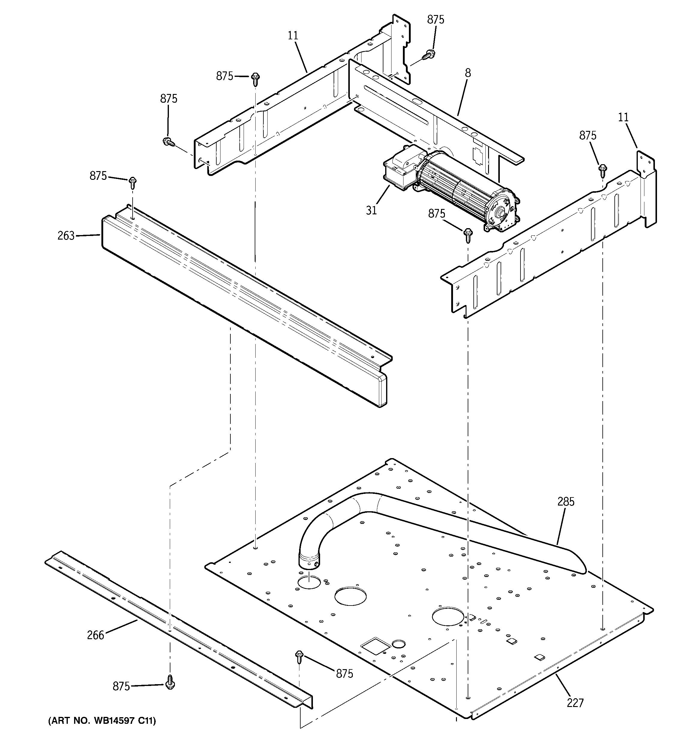 GE JTP75DP2BB center spacer diagram