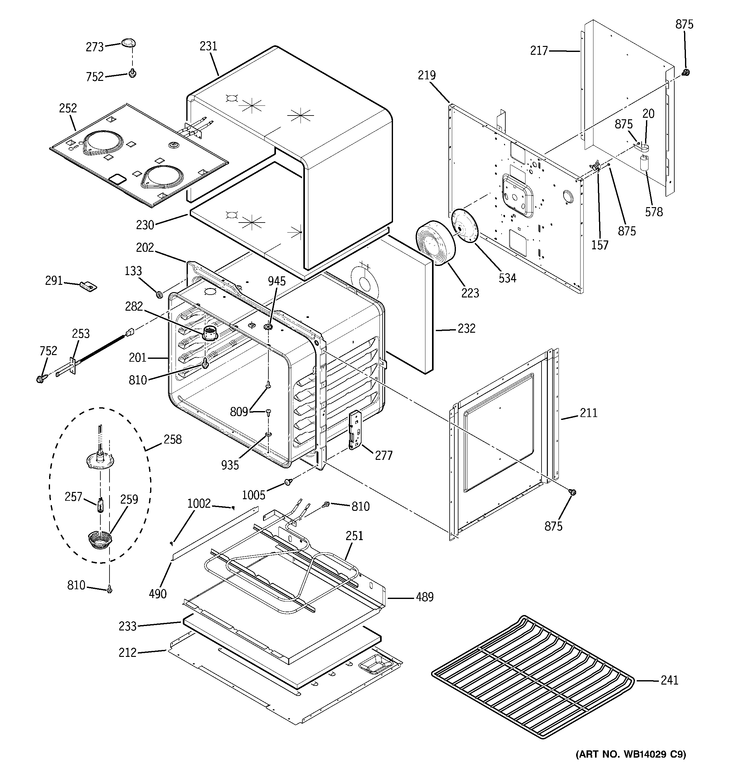 GE JTP75SP2SS upper oven diagram