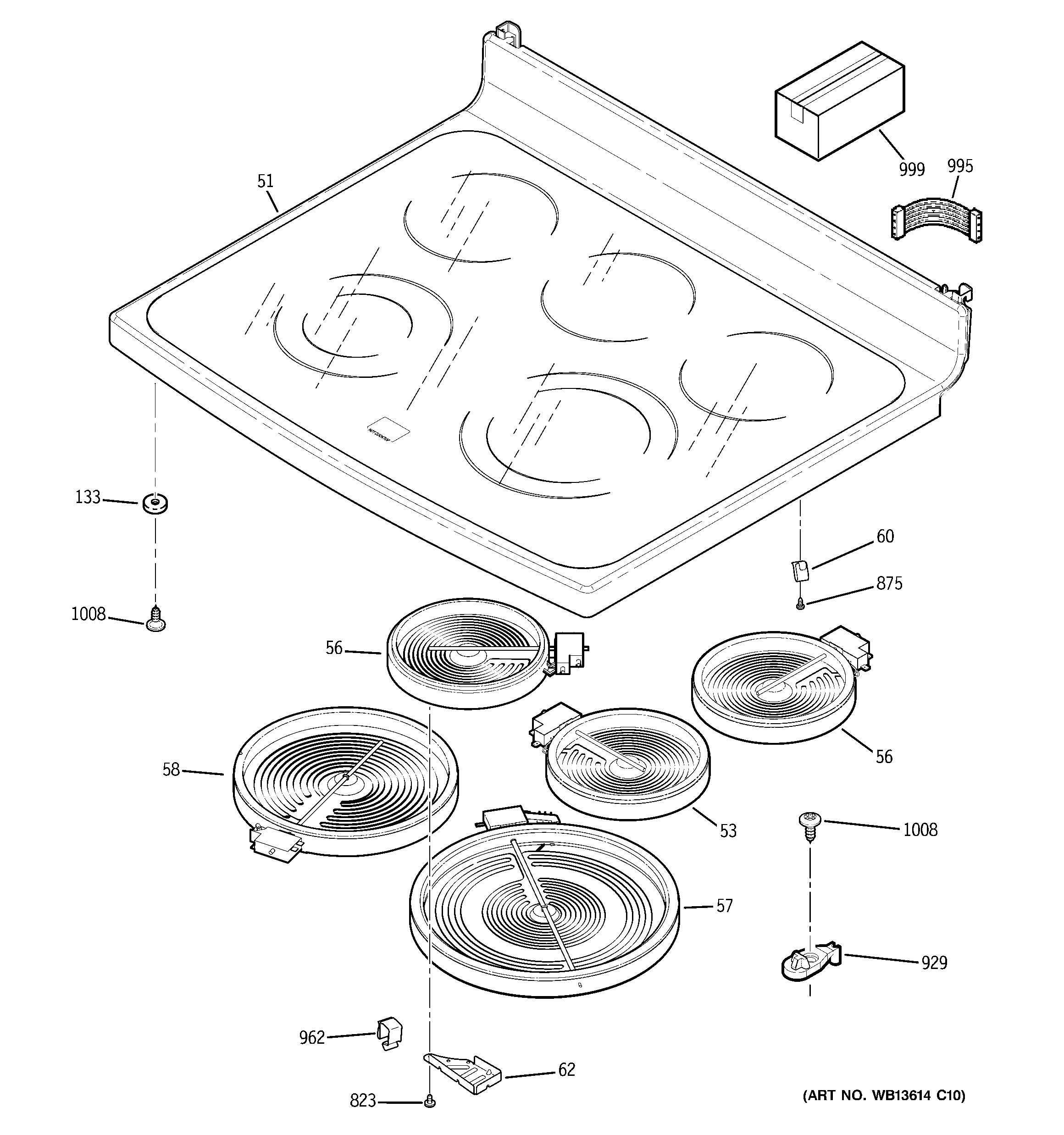 GE PB909SP6SS cooktop diagram
