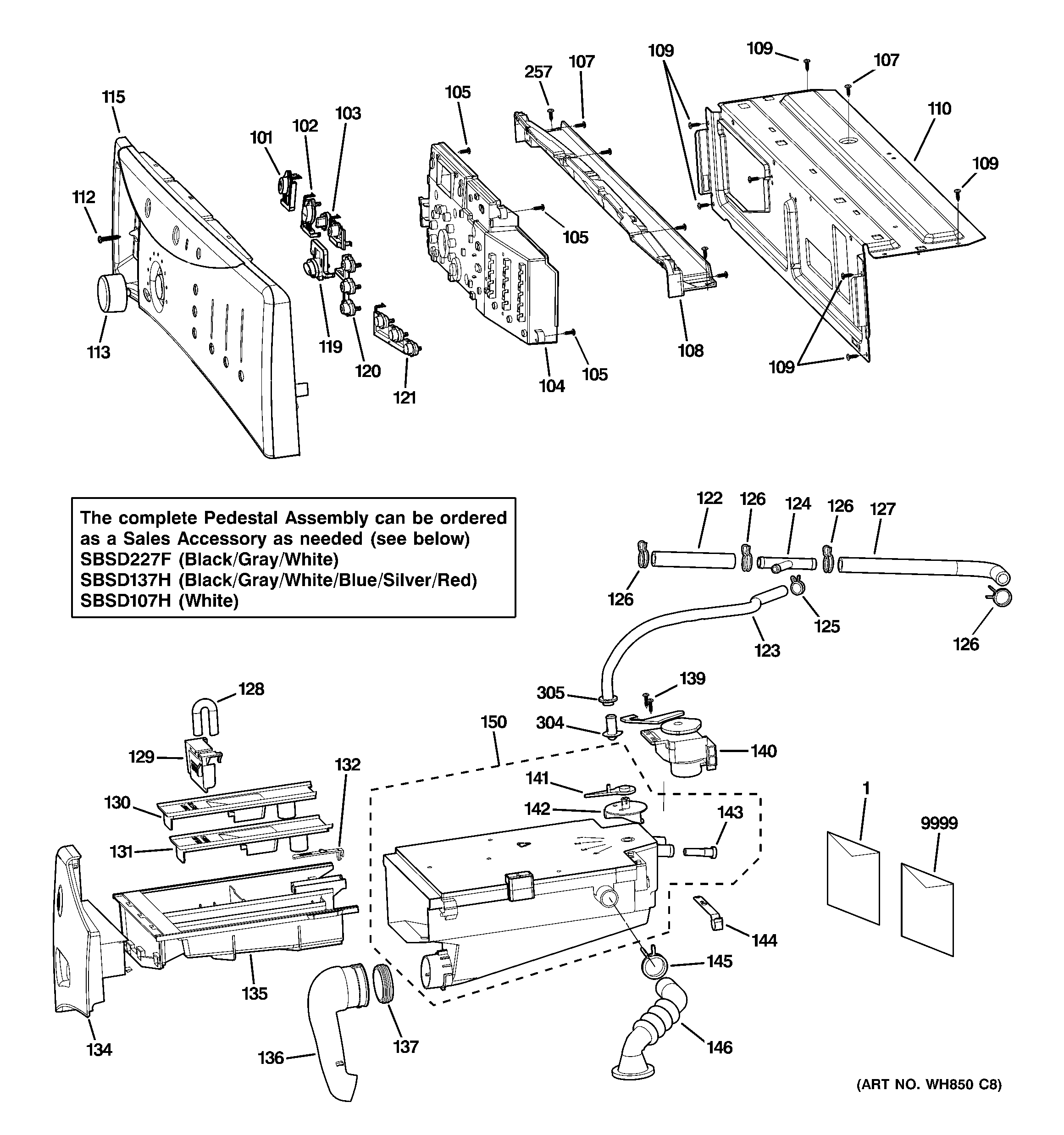 GE WHDVH680J0MS controls & dispenser diagram