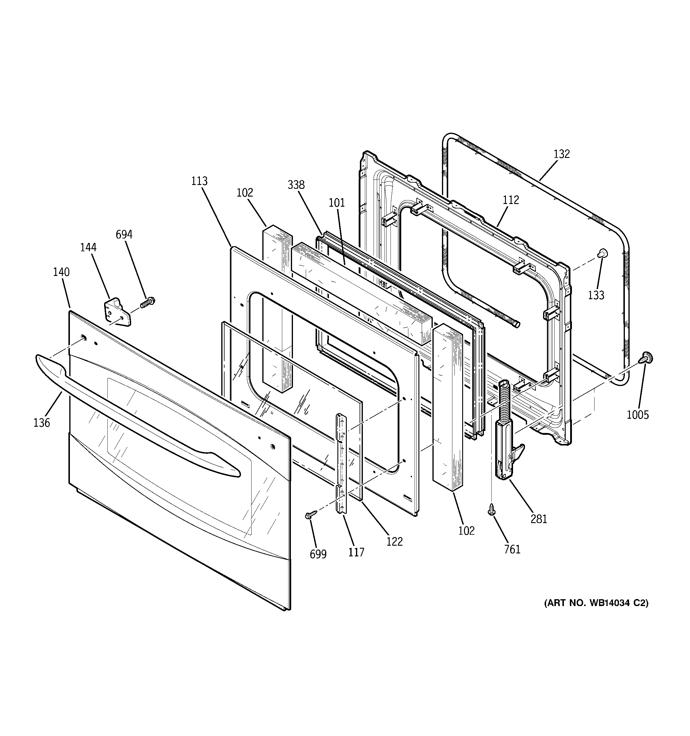 GE PT920SM2SS door diagram