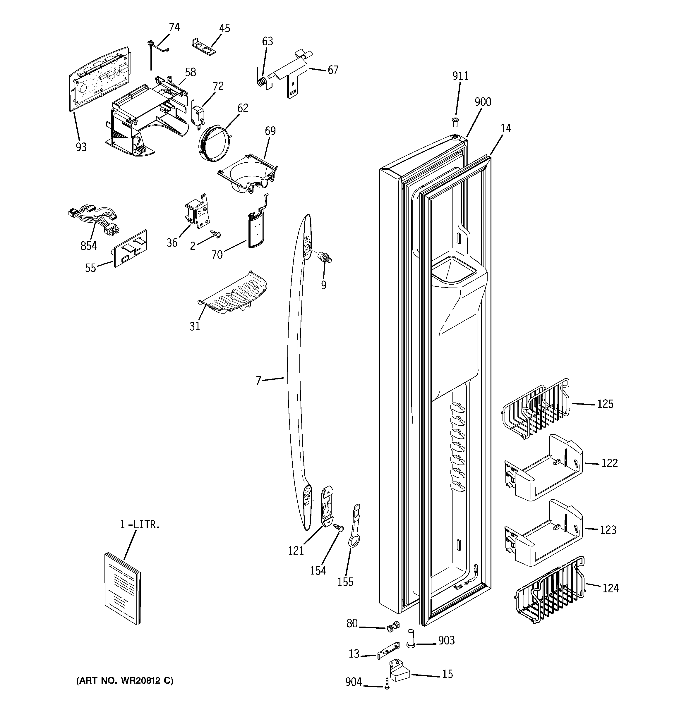 GE PSHF6YGZBEBB freezer door diagram