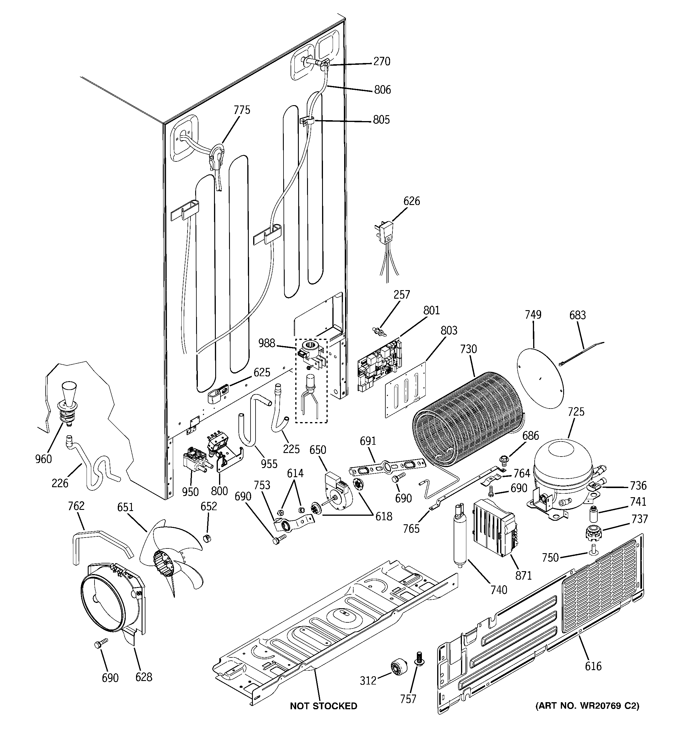 GE PSHF6YGZBEBB sealed system & mother board diagram