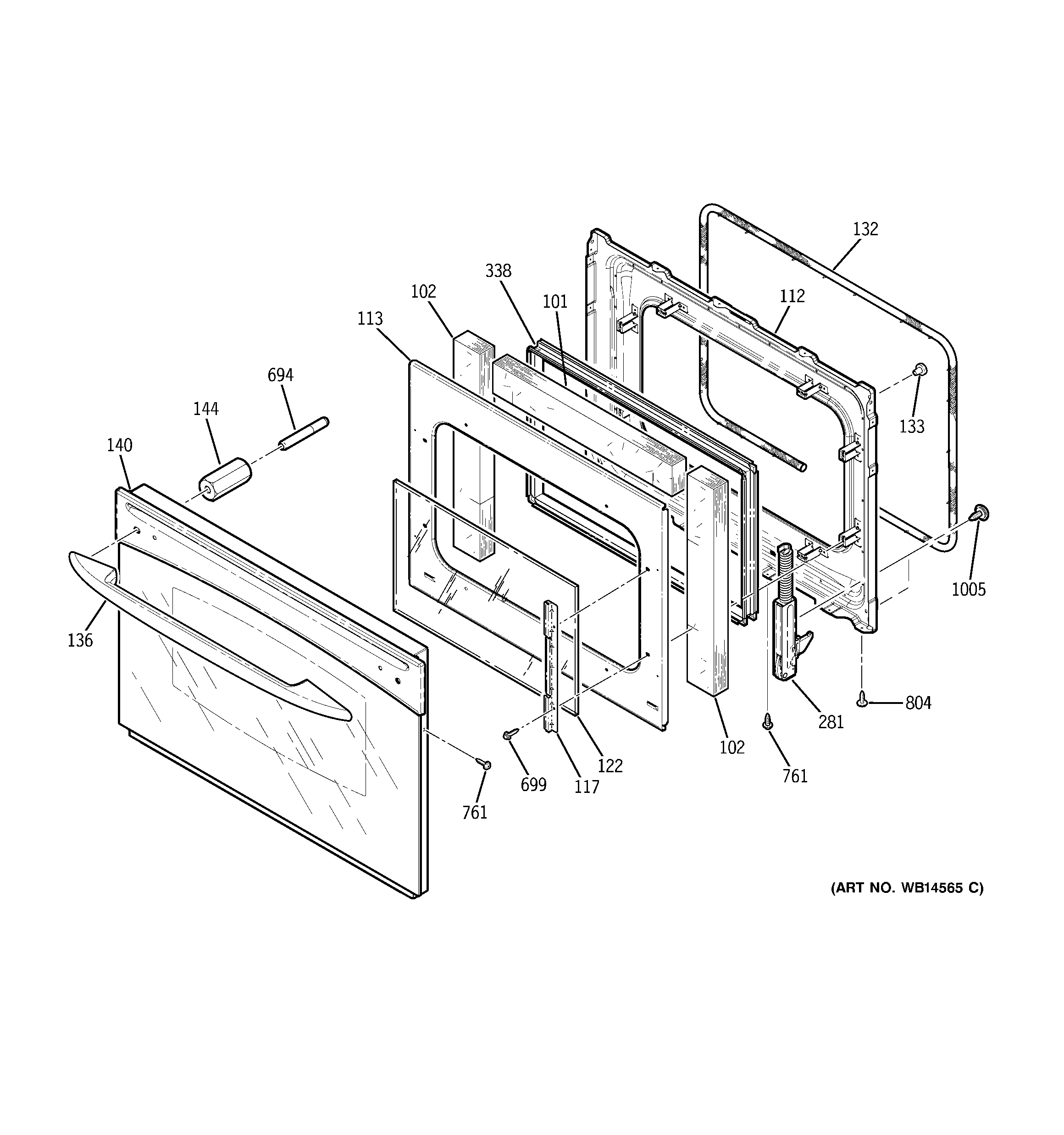 GE JSP46DN1BB door diagram