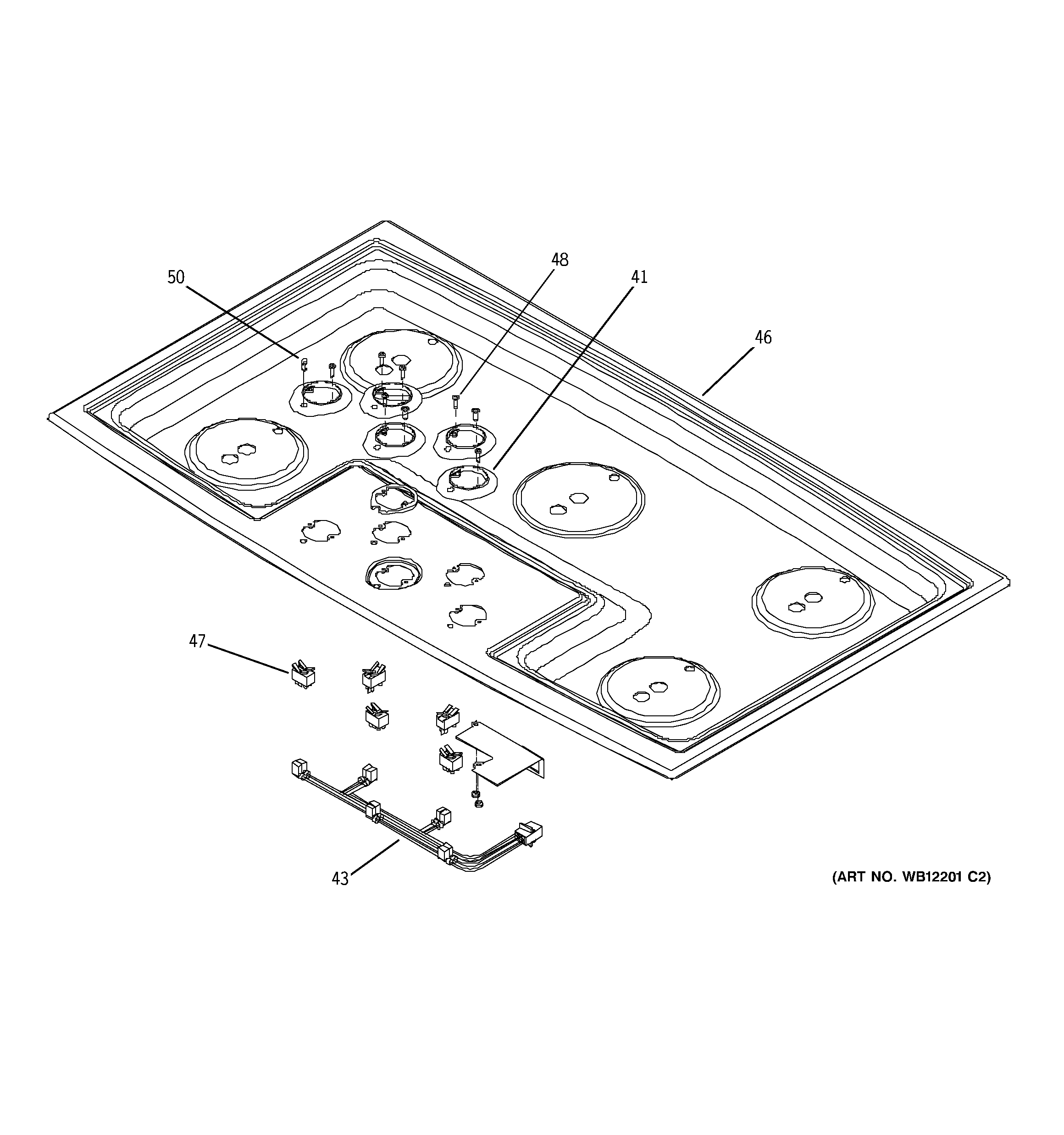 GE ZGU375NSD1SS cooktop diagram