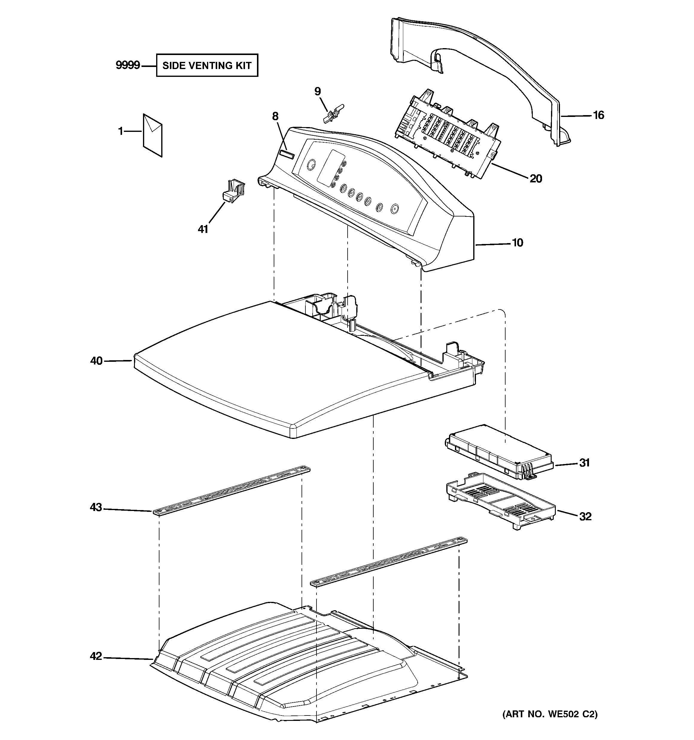 GE DPGT650EH0MG controls & top panel diagram