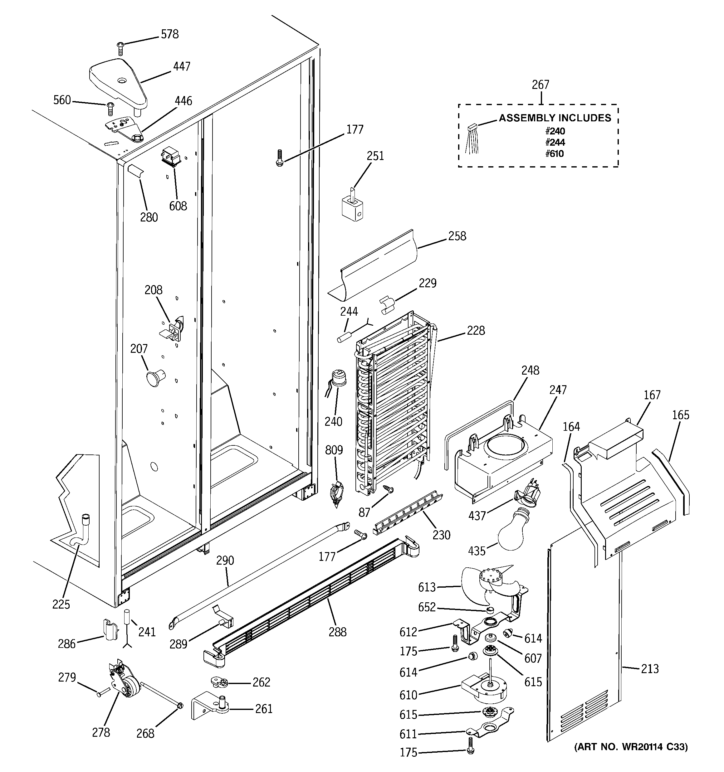 GE GSH22JSCESS freezer section diagram