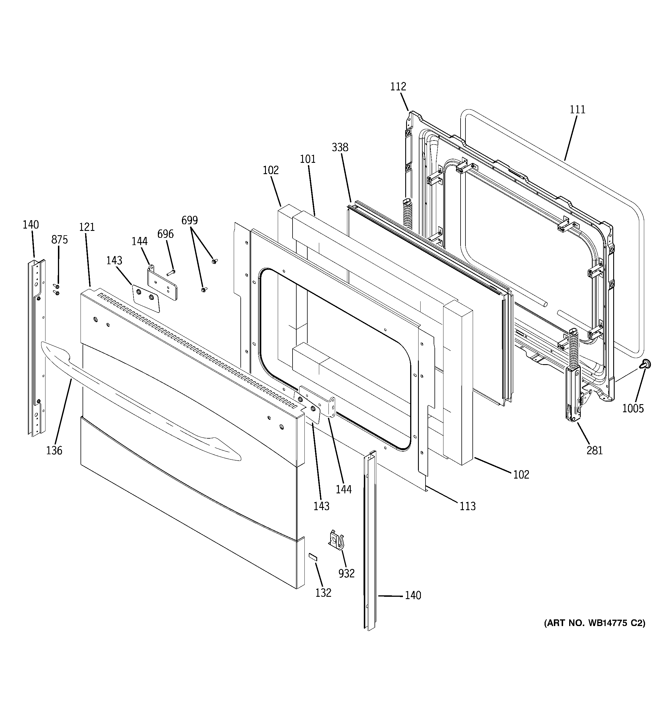 GE PB978SP4SS lower door diagram
