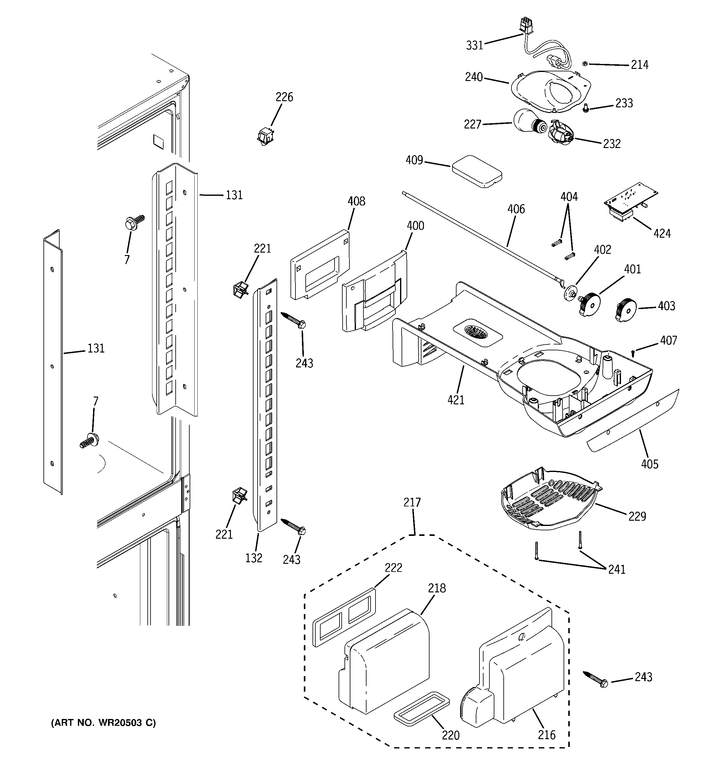 GE GBSC0HBXFRCC fresh food section diagram