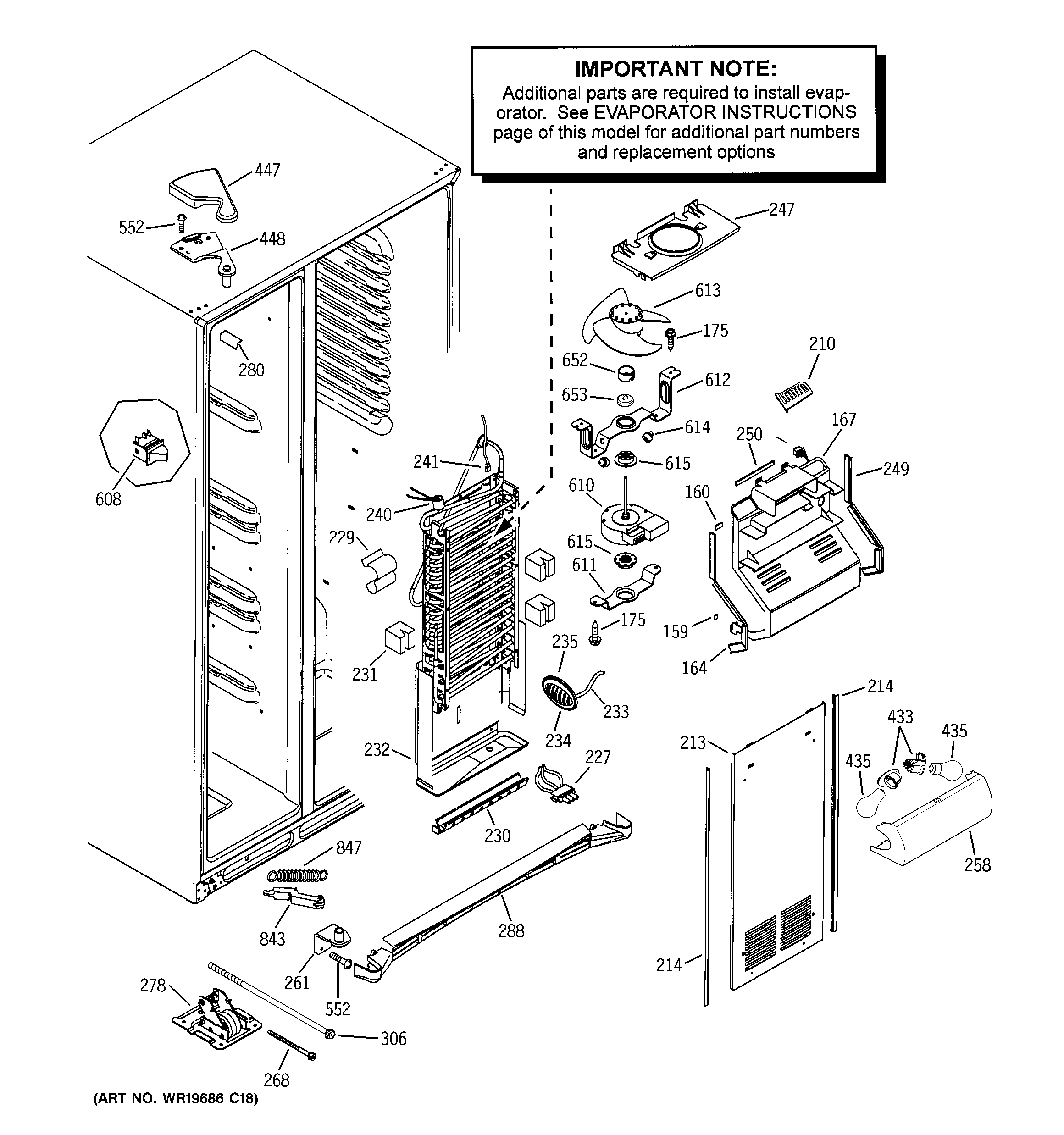 GE GSS25KSTBSS freezer section diagram