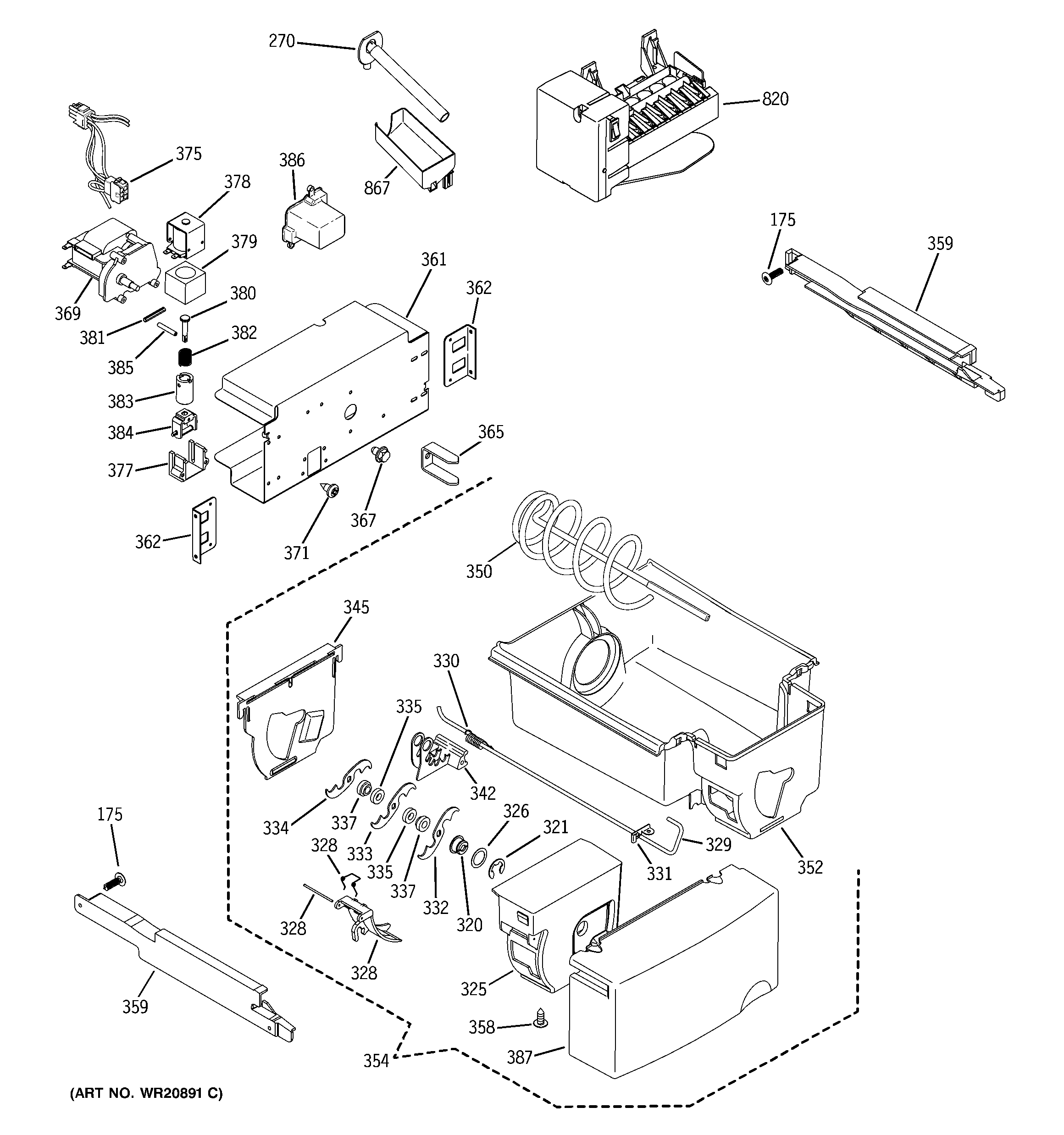 GE GSS25KSTBSS ice maker & dispenser diagram