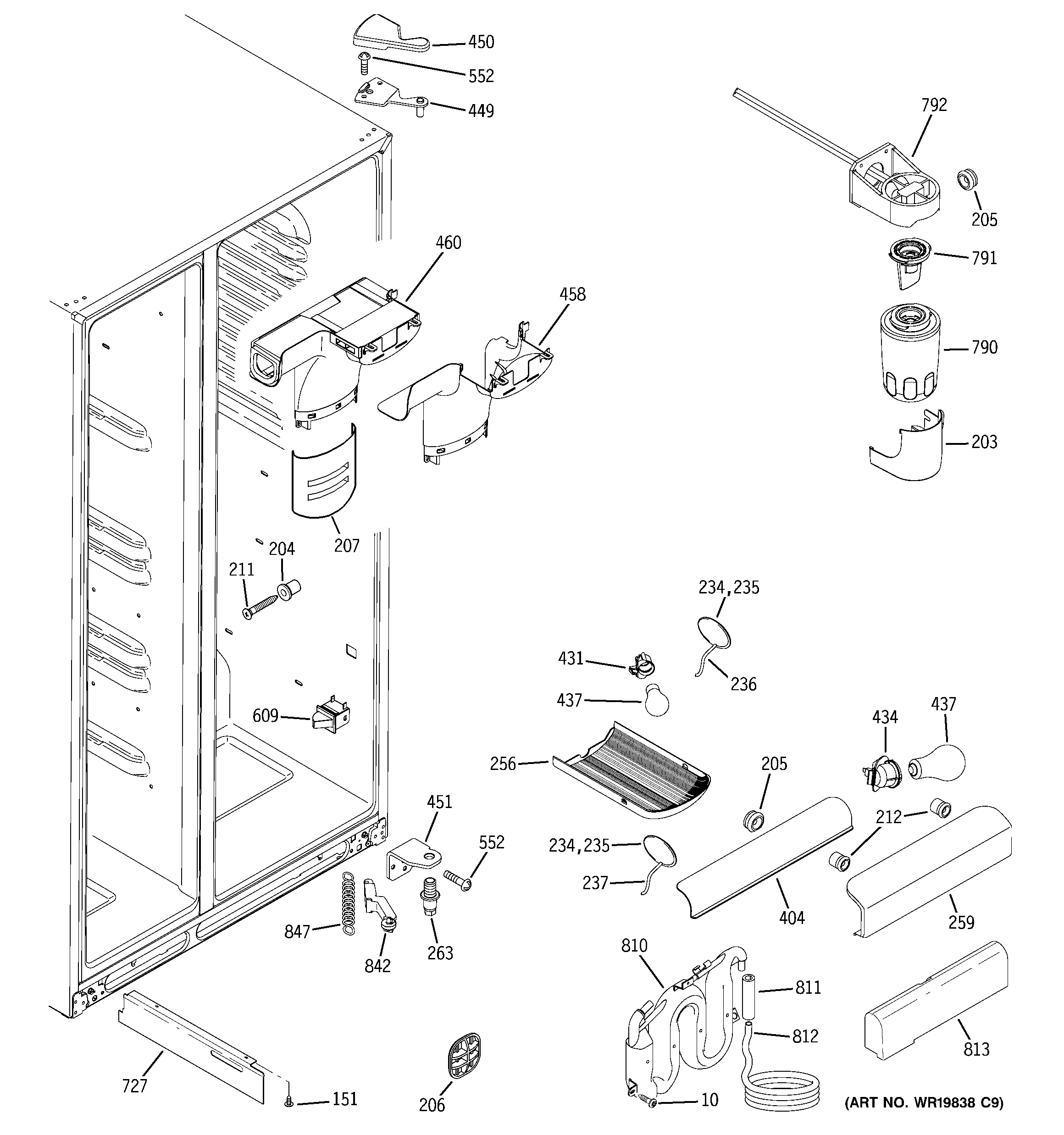 GE GSS25KSTBSS fresh food section diagram