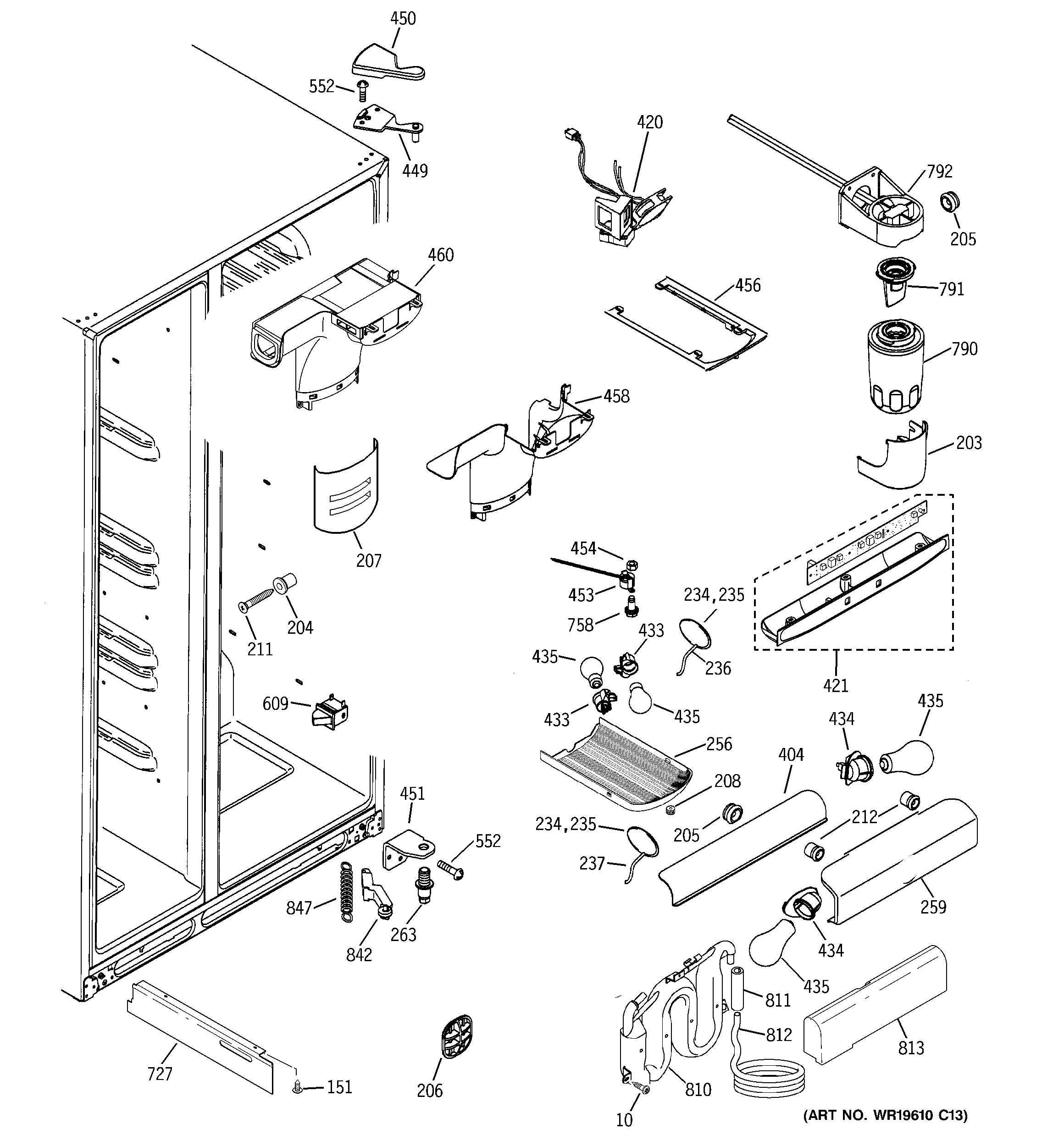 GE PSS26LGRCWW fresh food section diagram