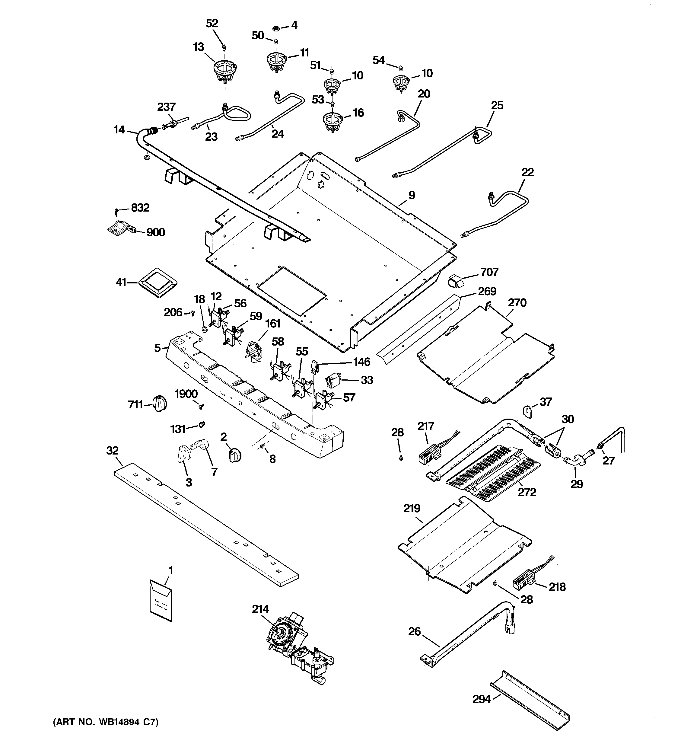 GE JGB840SET1SS gas & burner parts diagram