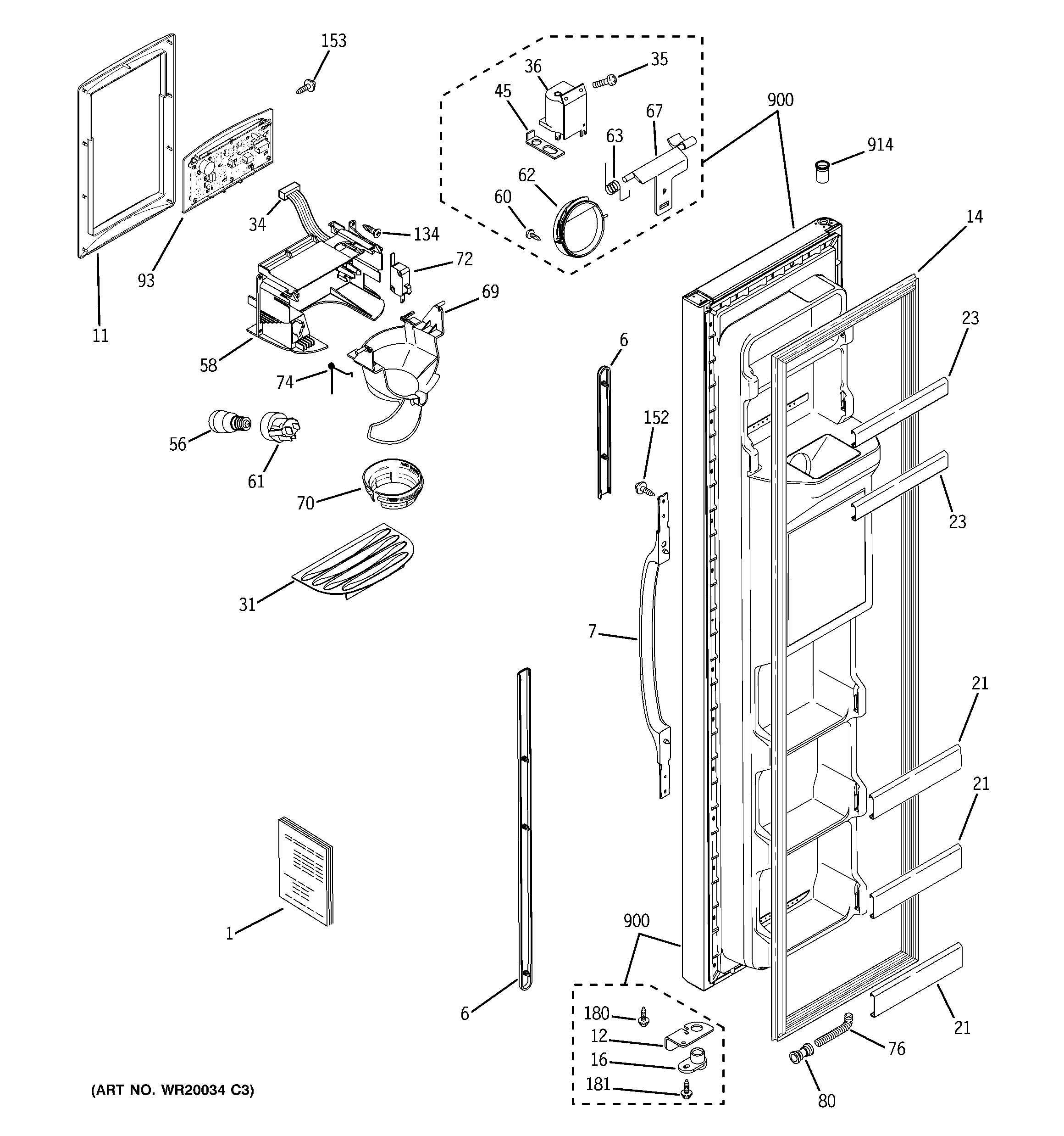 Hotpoint HSM22IFTASA freezer door diagram