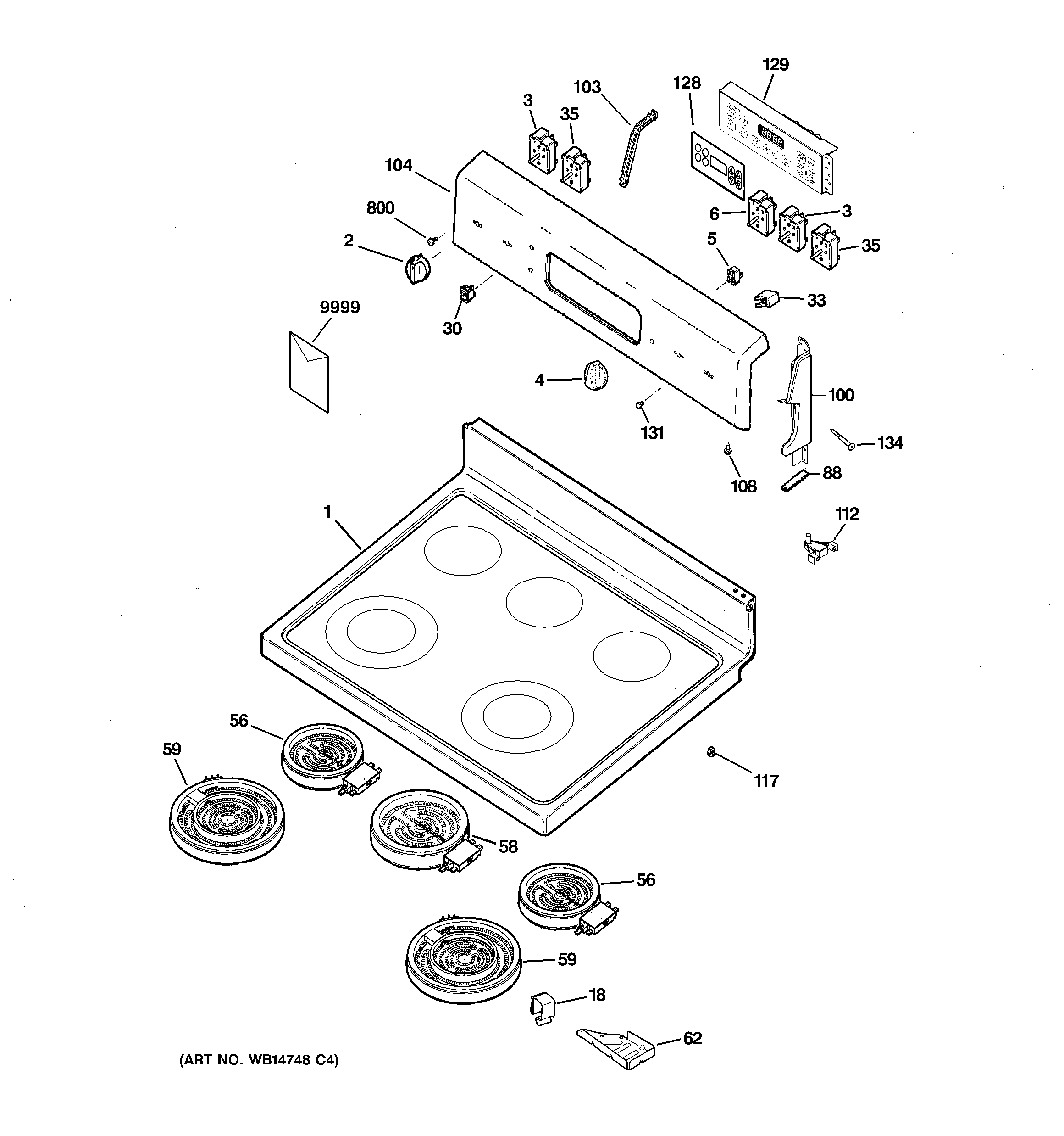 Hotpoint RB792DR2WW control panel & cooktop diagram