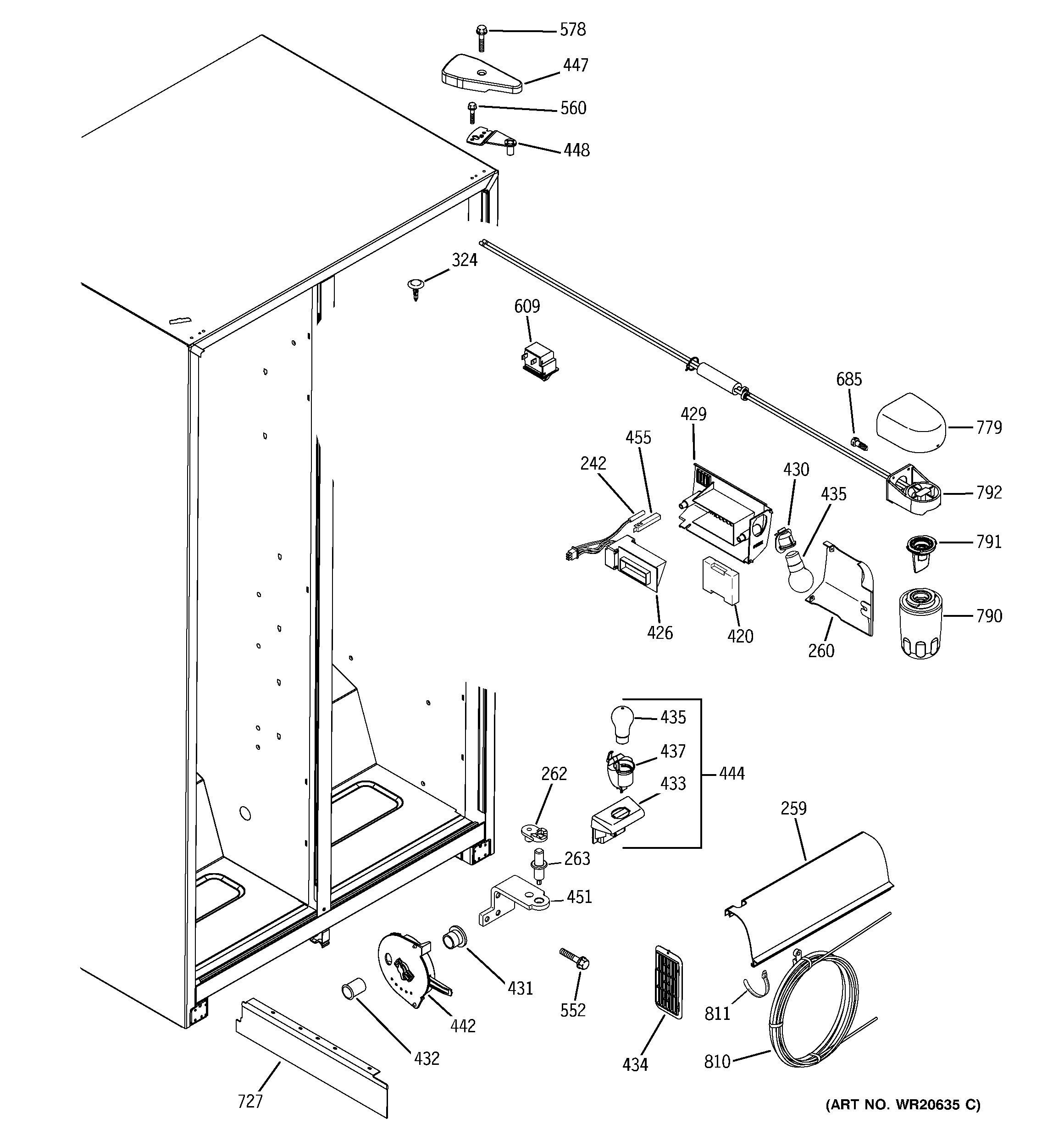 GE GSH25ISXLSS fresh food section diagram