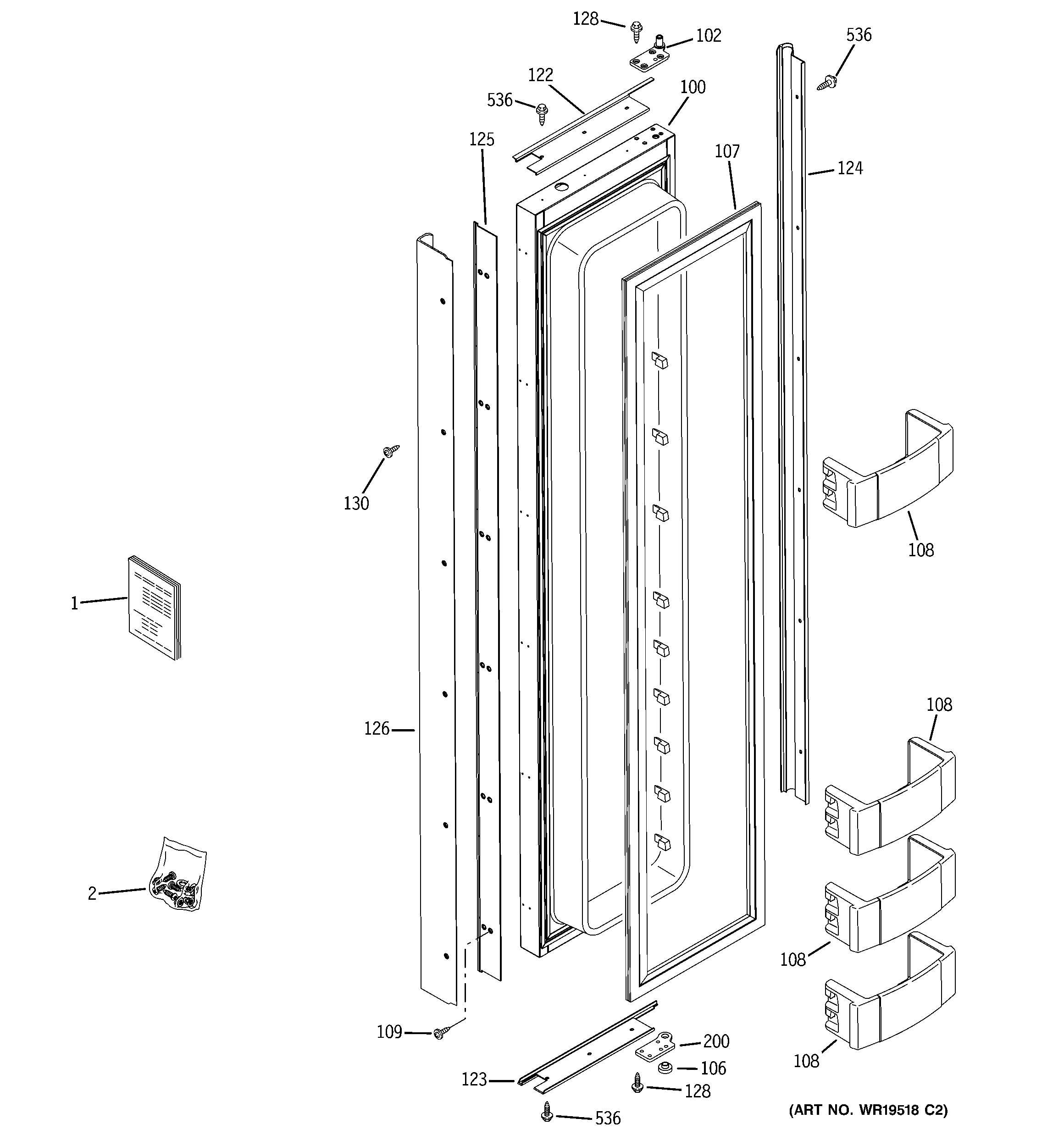 GE ZSEB420NYA freezer door diagram