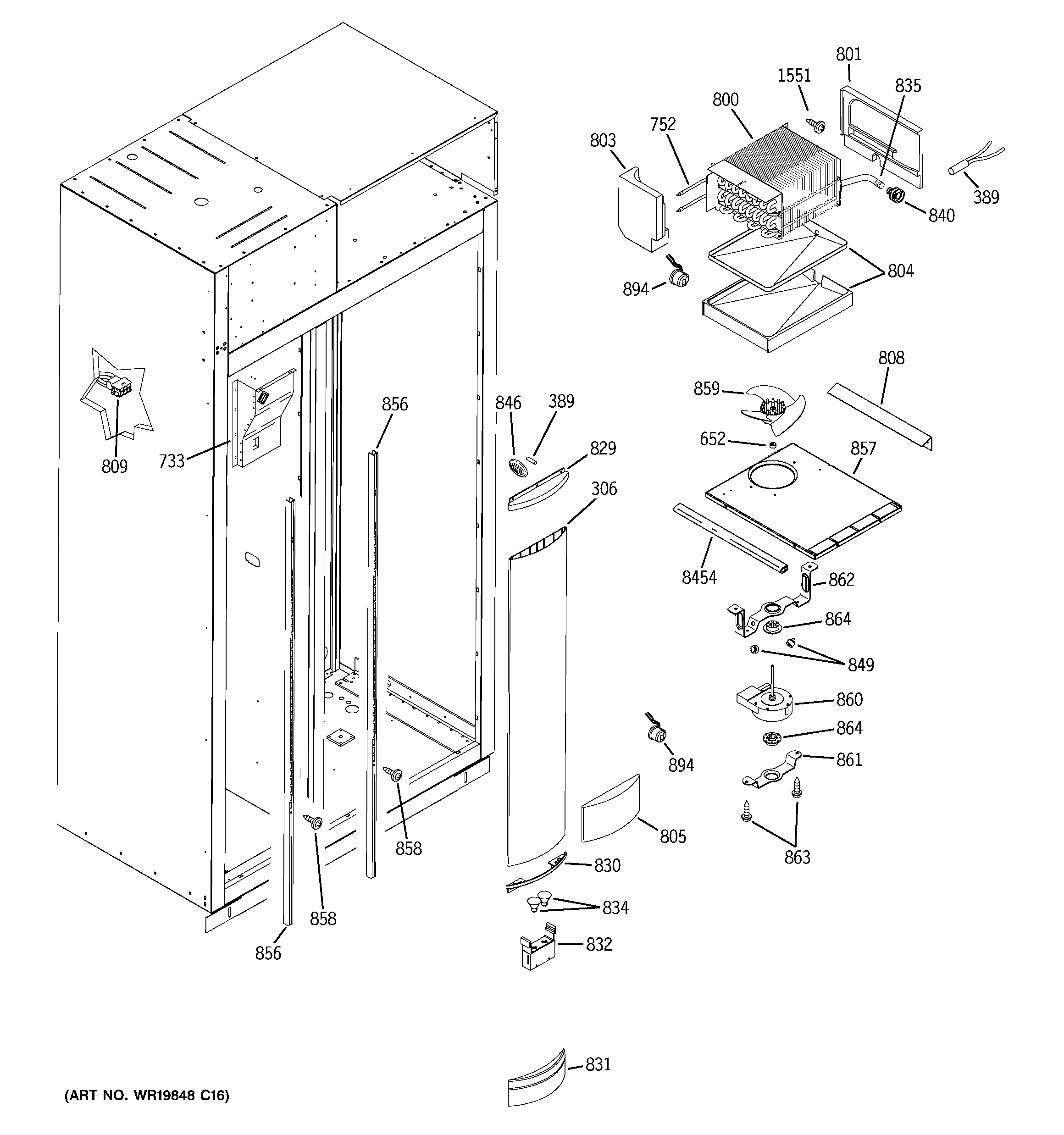 GE ZSEB420NYA freezer section diagram