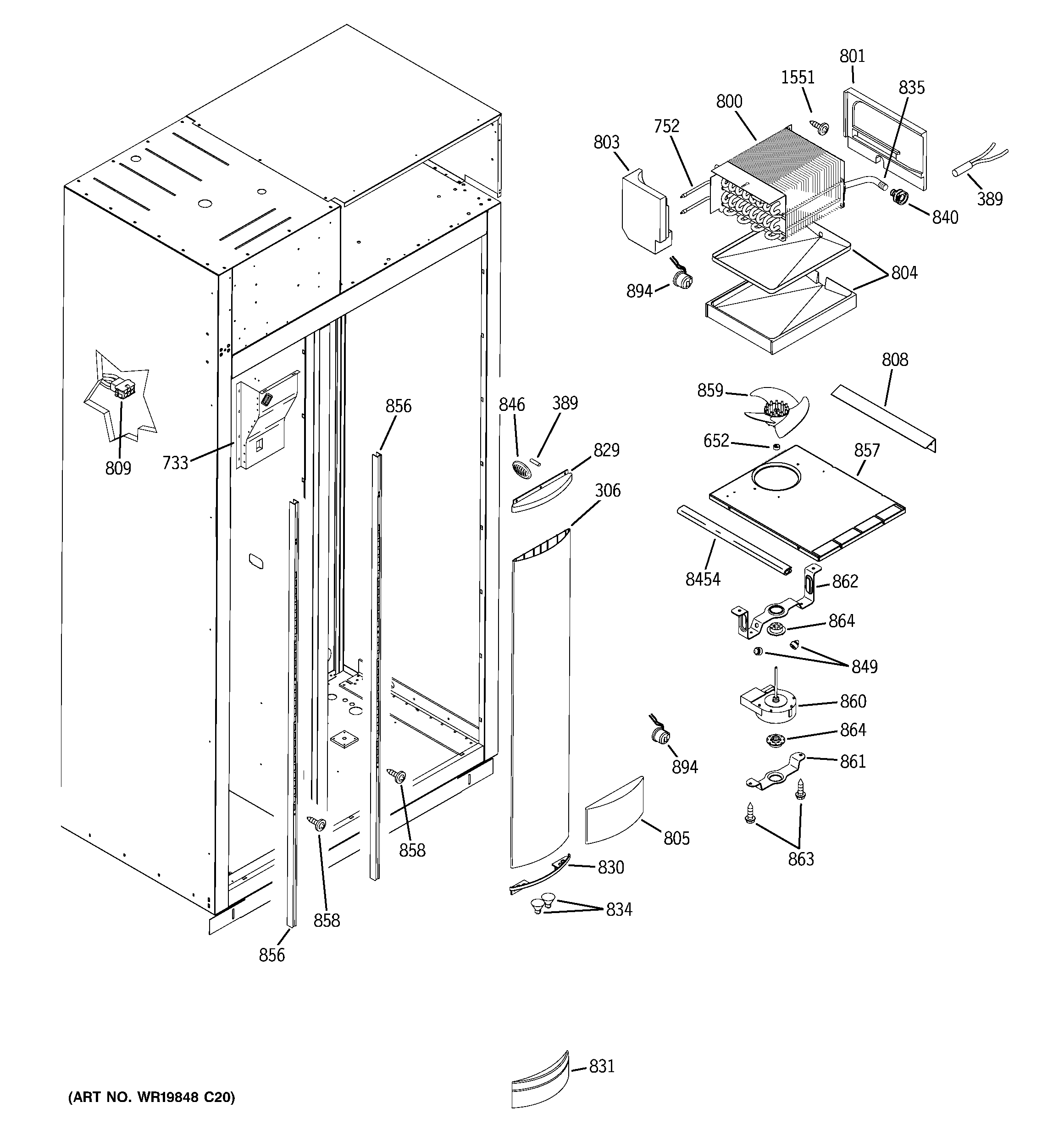 GE ZSEB480DYA freezer section diagram