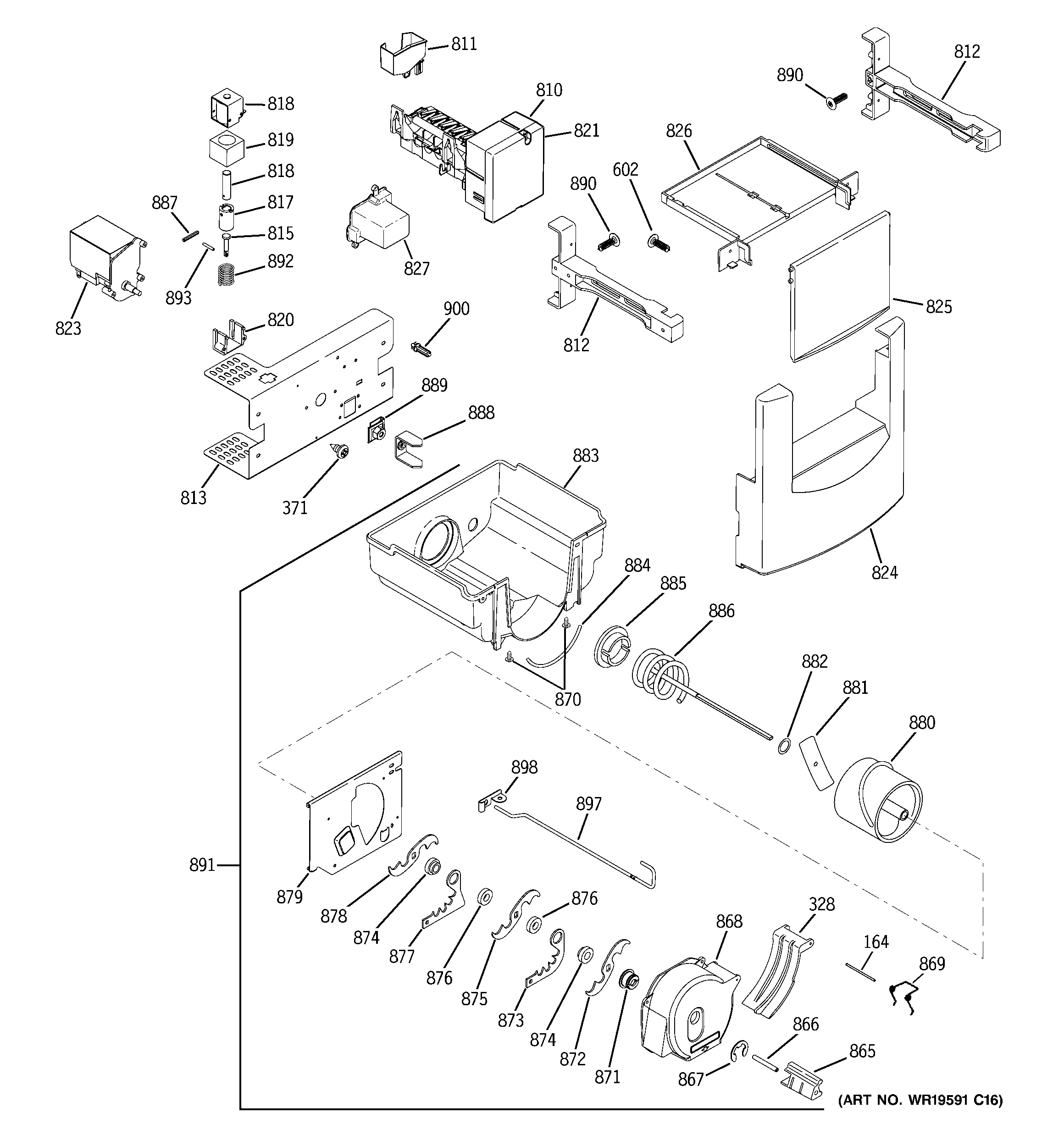 GE ZSEB480DYA ice maker & dispenser diagram