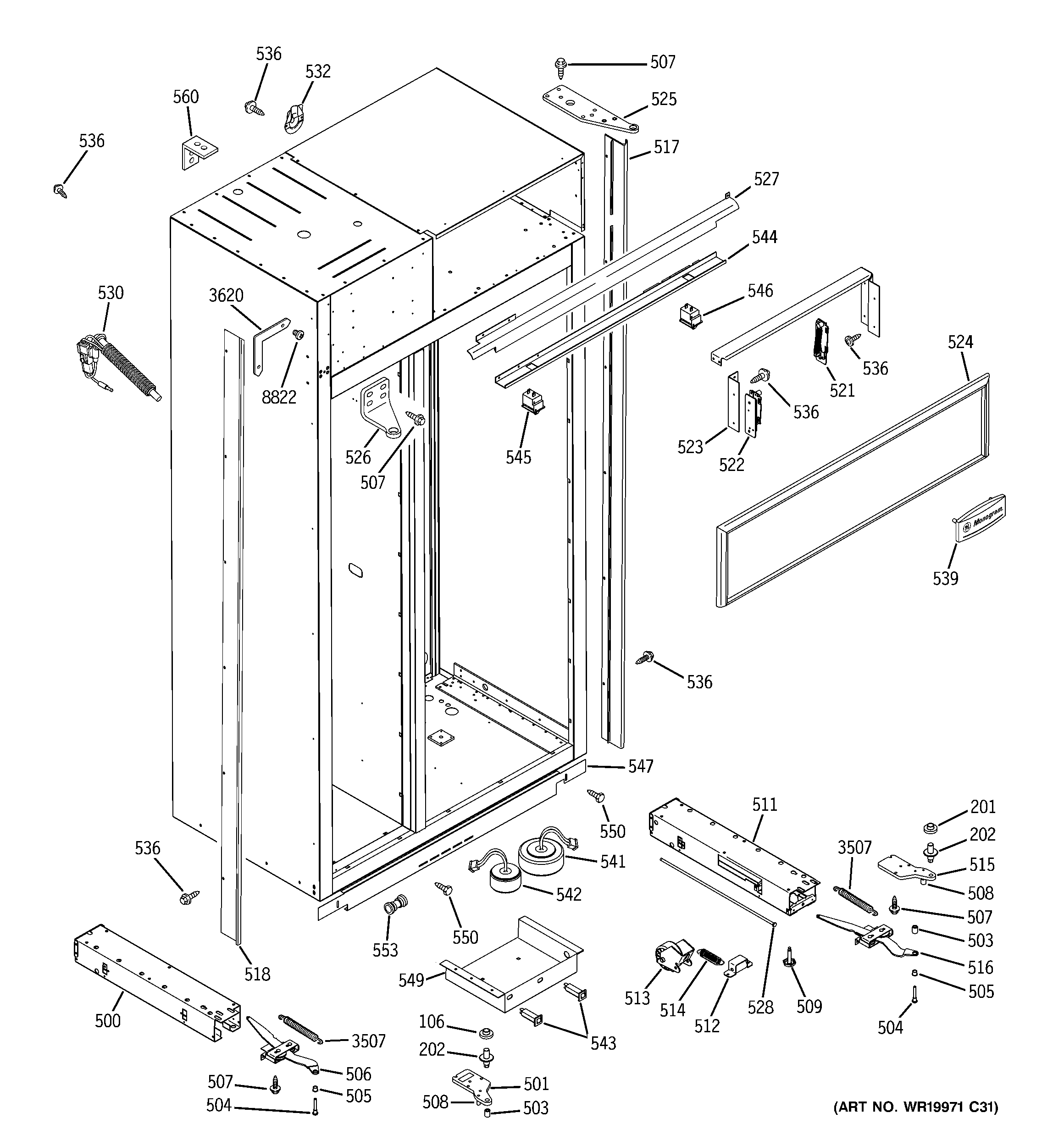 GE ZSEB480DYA case parts diagram