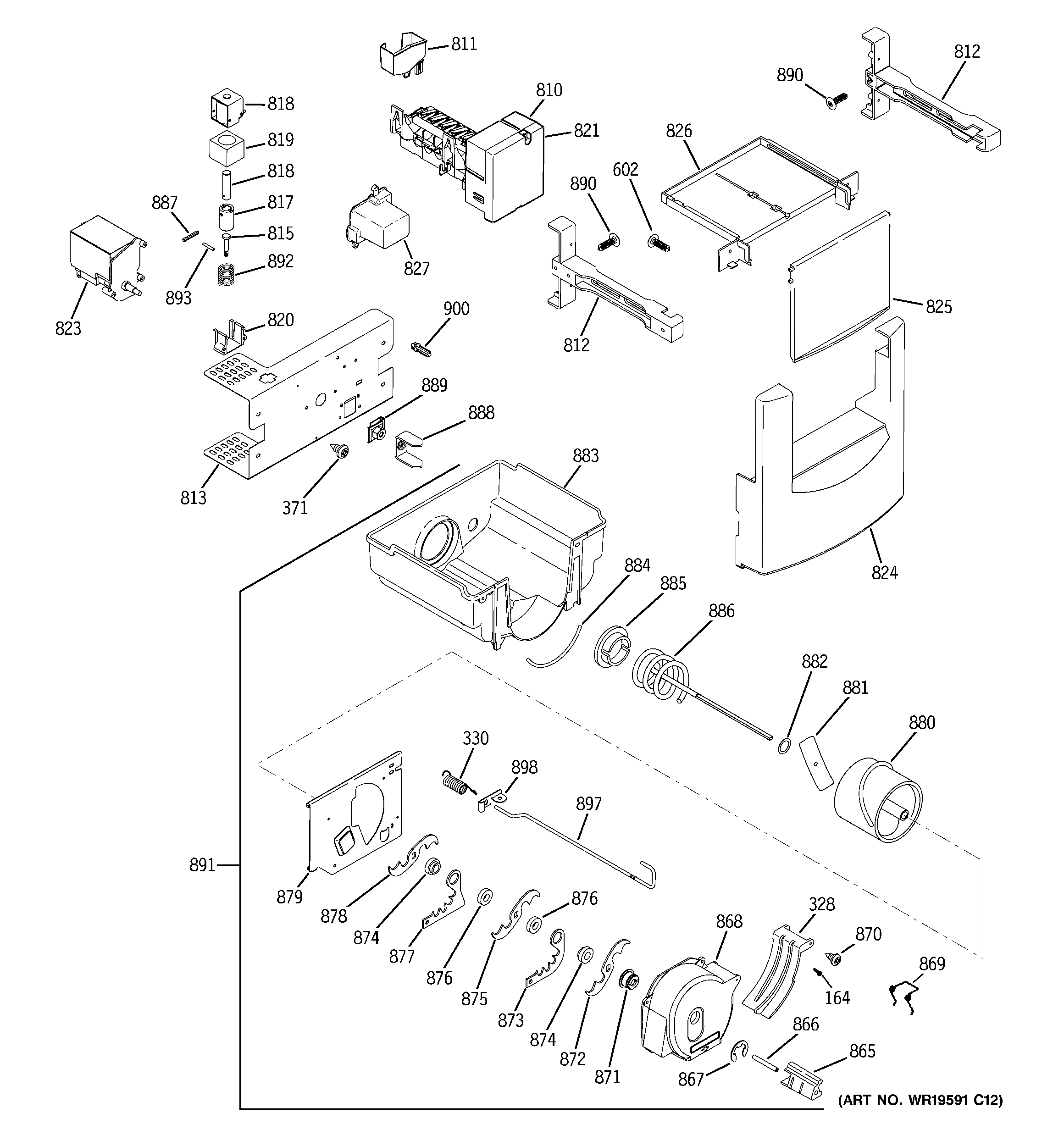 GE ZSEP420DYASS ice maker & dispenser diagram