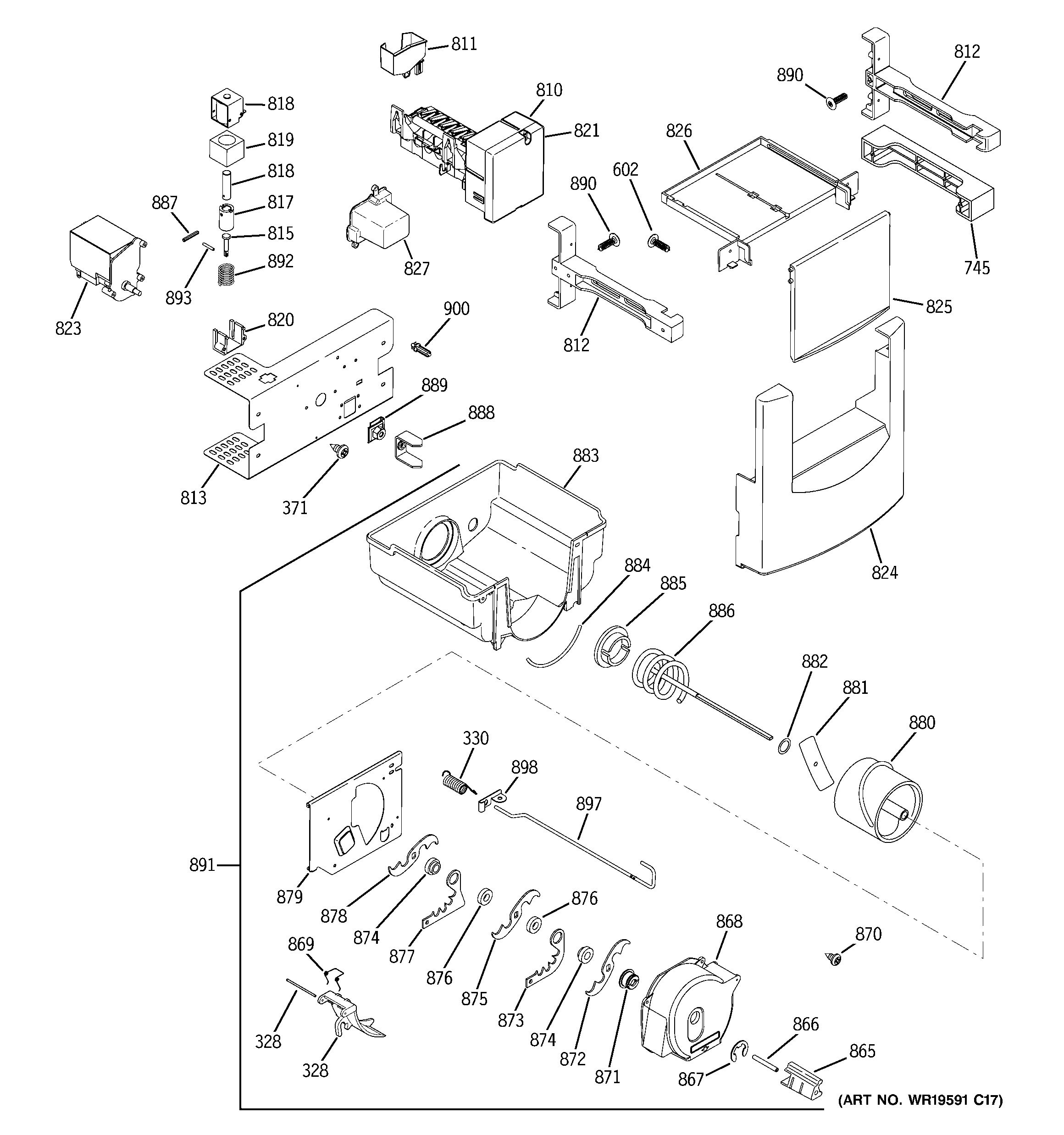 GE ZSEP480DYASS ice maker & dispenser diagram